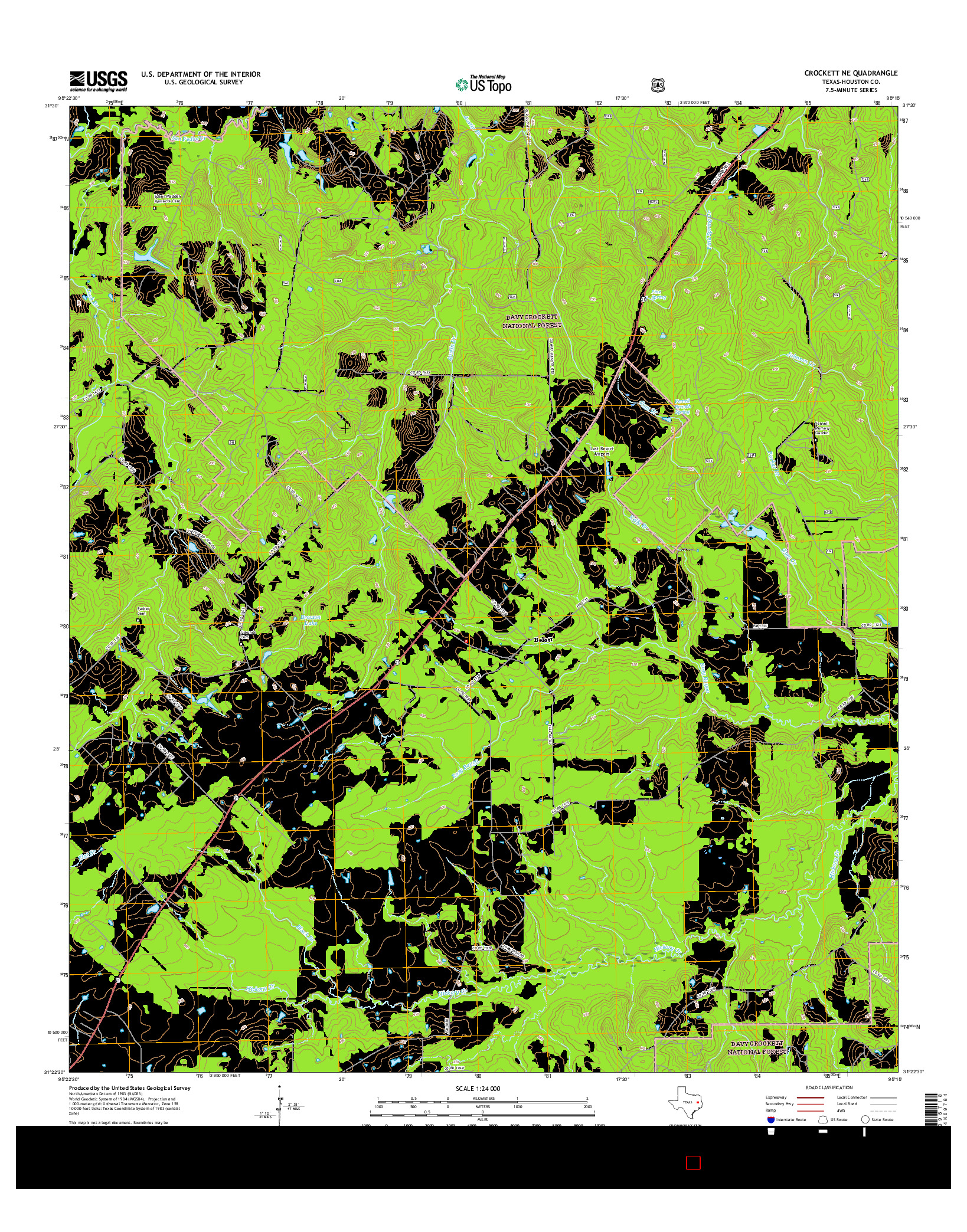 USGS US TOPO 7.5-MINUTE MAP FOR CROCKETT NE, TX 2016