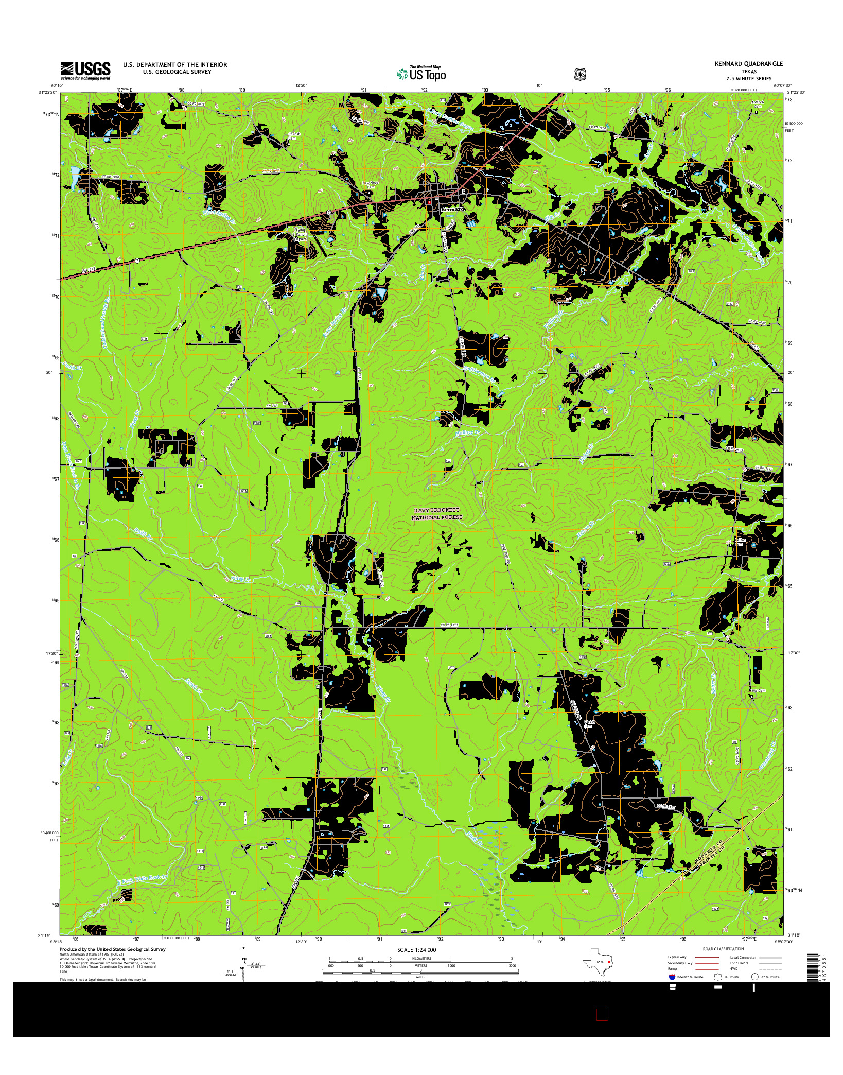 USGS US TOPO 7.5-MINUTE MAP FOR KENNARD, TX 2016
