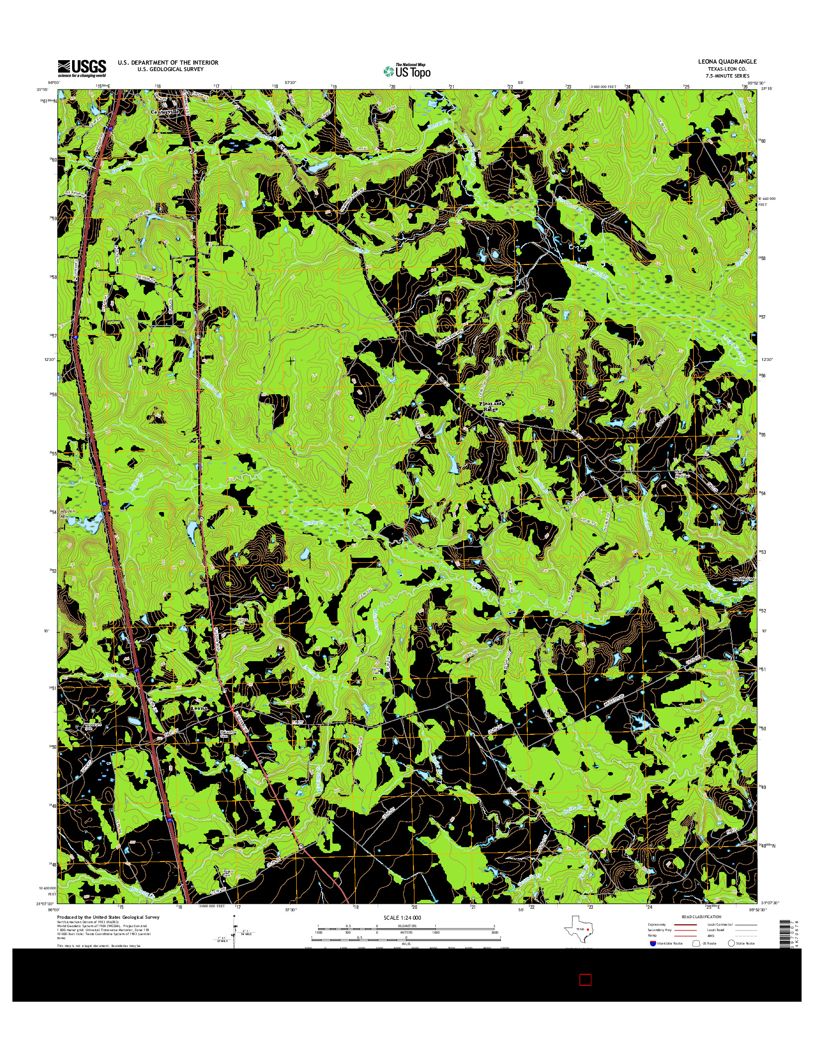 USGS US TOPO 7.5-MINUTE MAP FOR LEONA, TX 2016