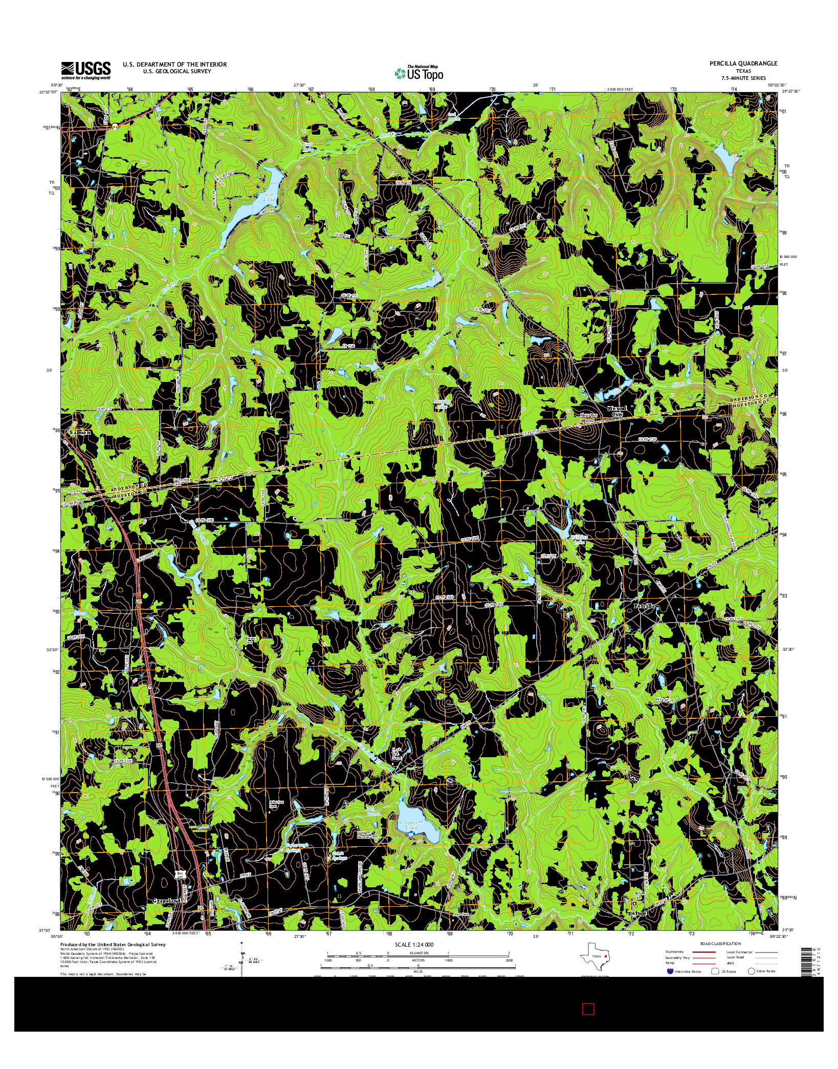 USGS US TOPO 7.5-MINUTE MAP FOR PERCILLA, TX 2016