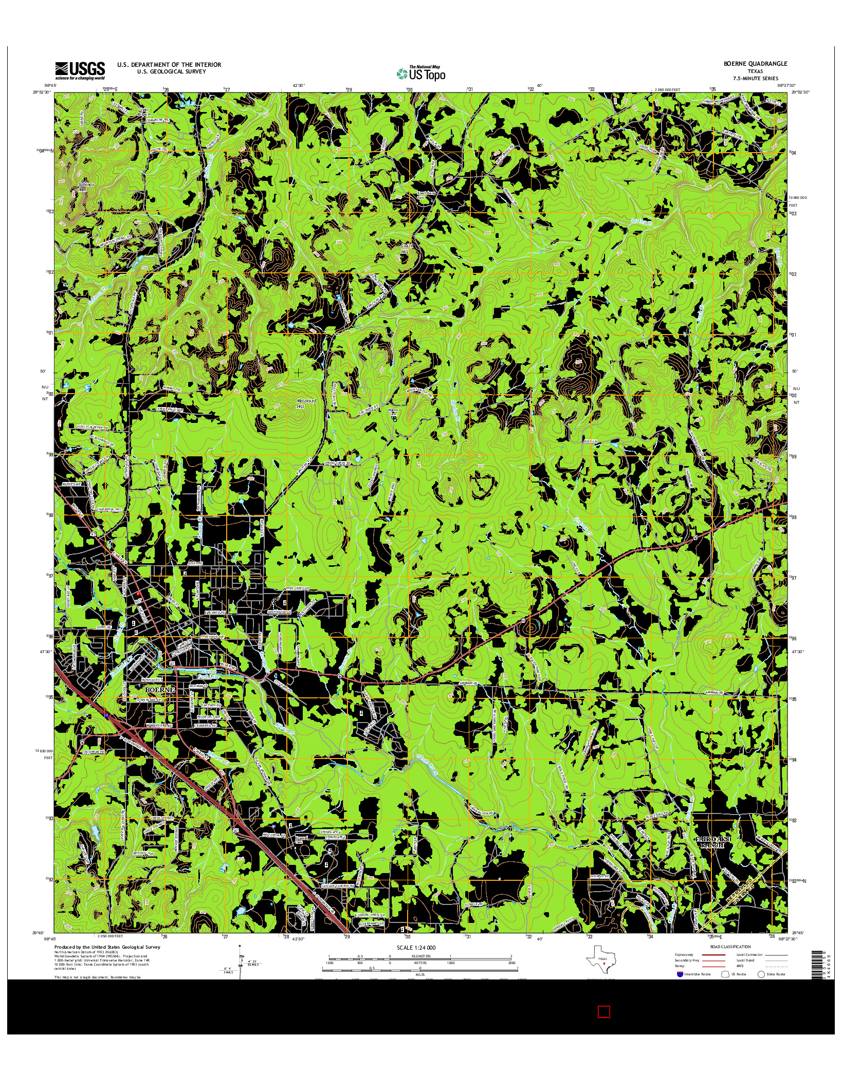 USGS US TOPO 7.5-MINUTE MAP FOR BOERNE, TX 2016