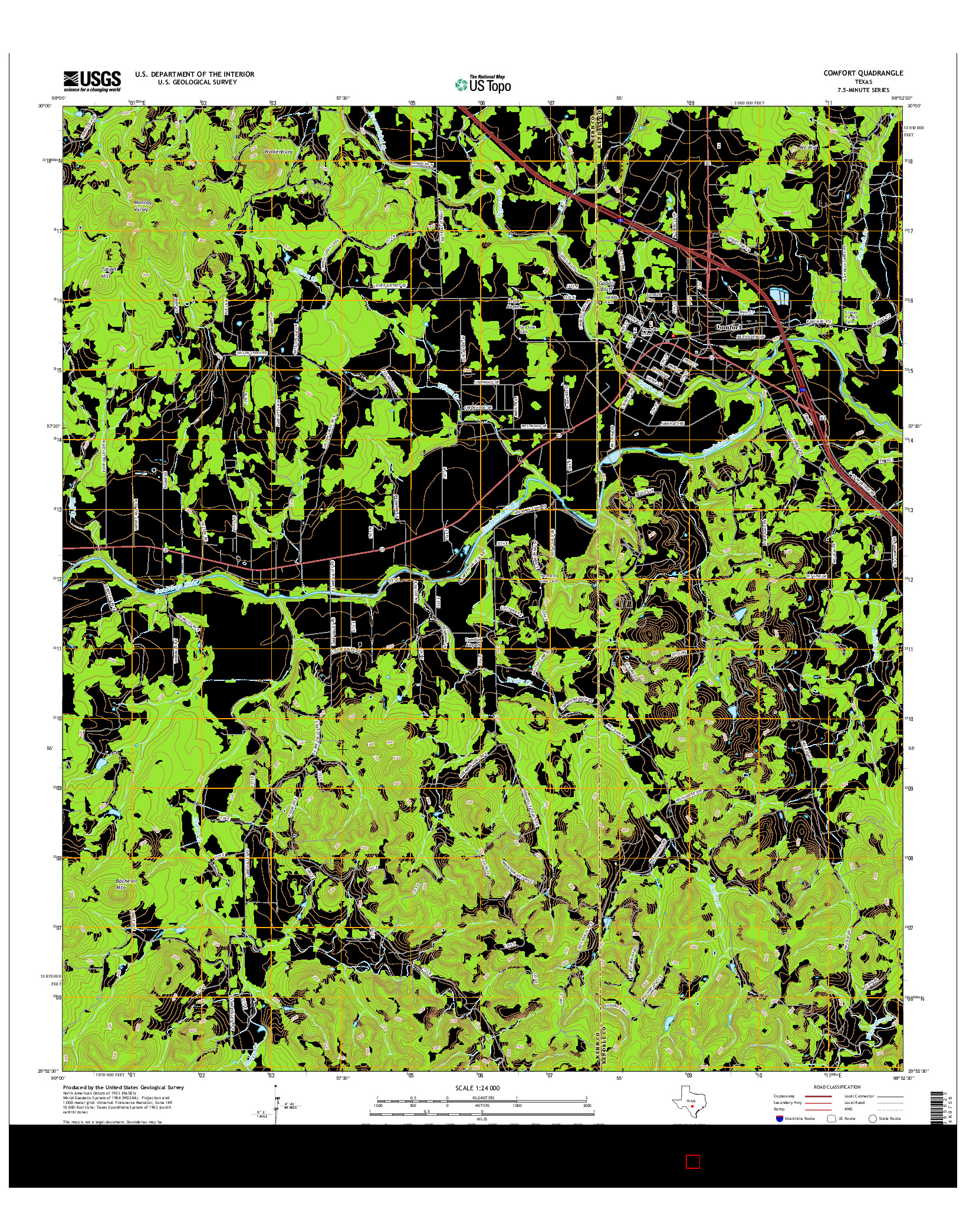 USGS US TOPO 7.5-MINUTE MAP FOR COMFORT, TX 2016