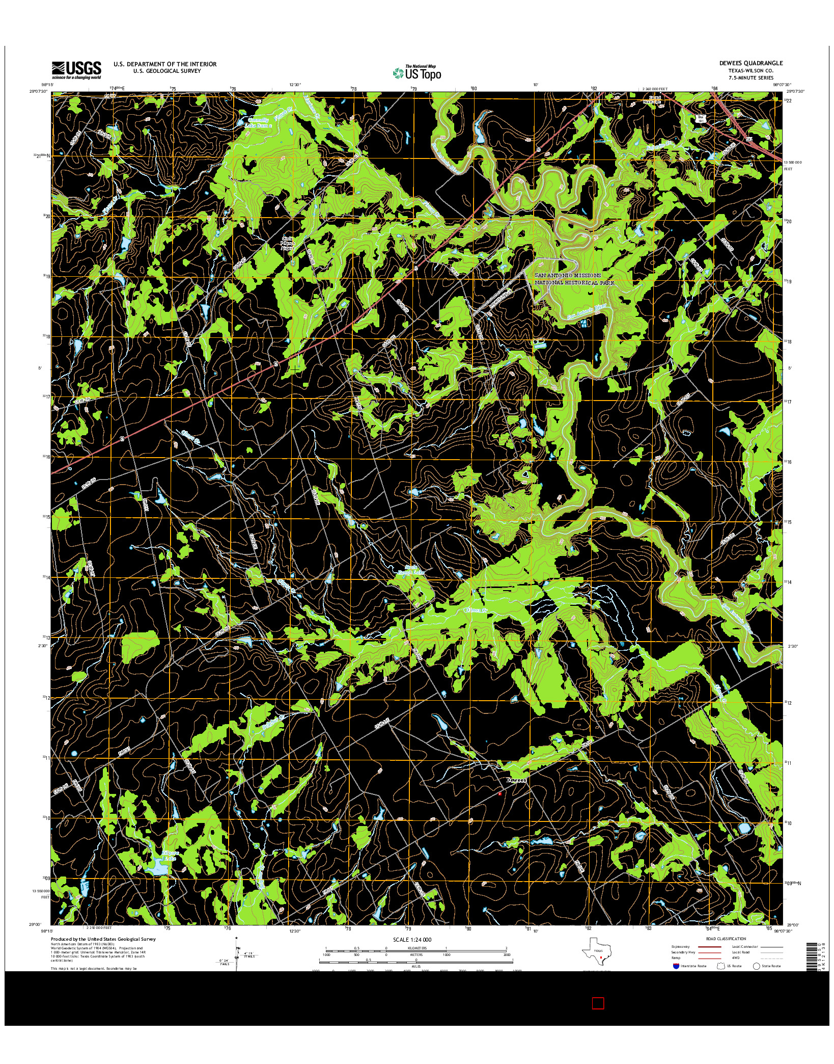 USGS US TOPO 7.5-MINUTE MAP FOR DEWEES, TX 2016