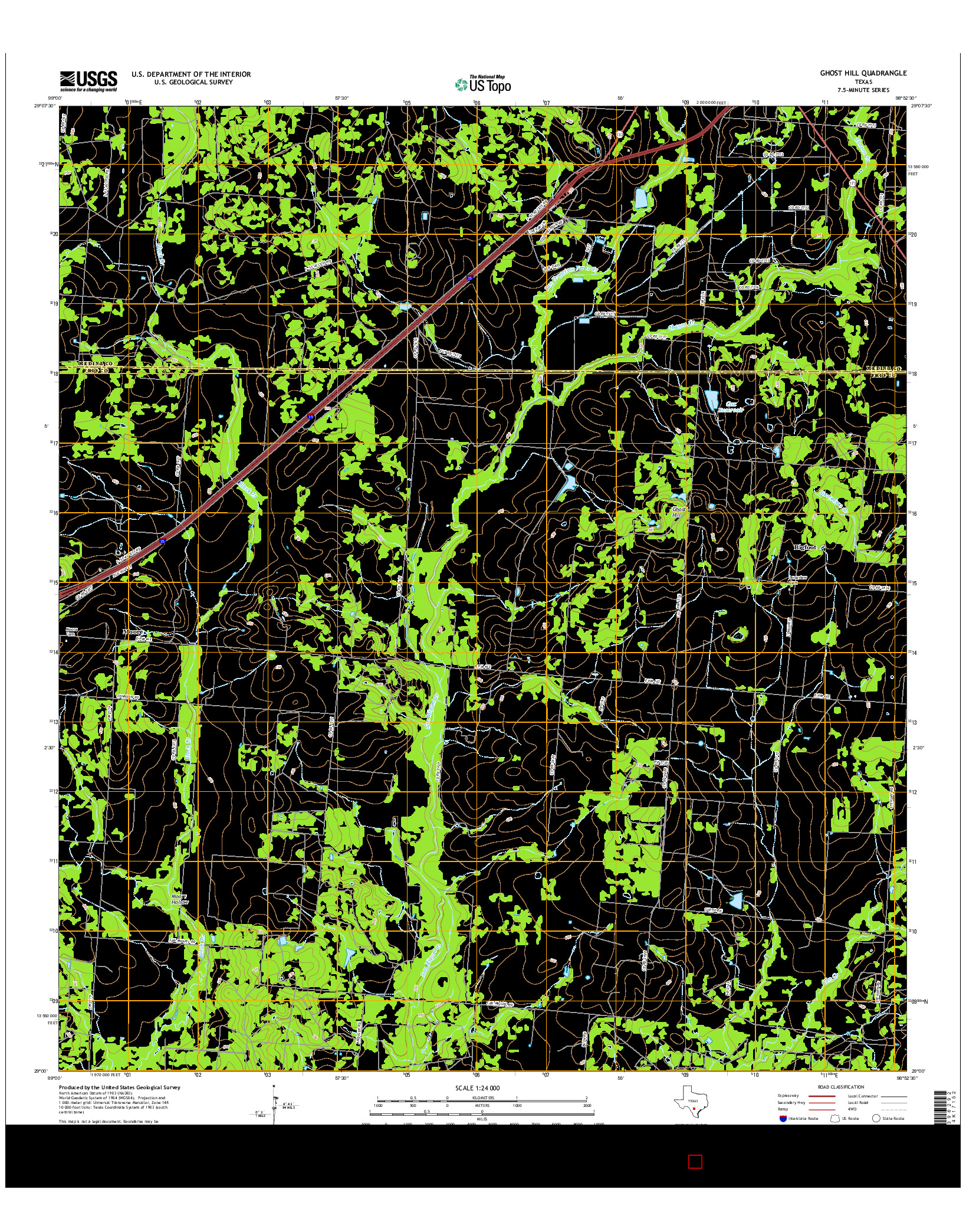 USGS US TOPO 7.5-MINUTE MAP FOR GHOST HILL, TX 2016