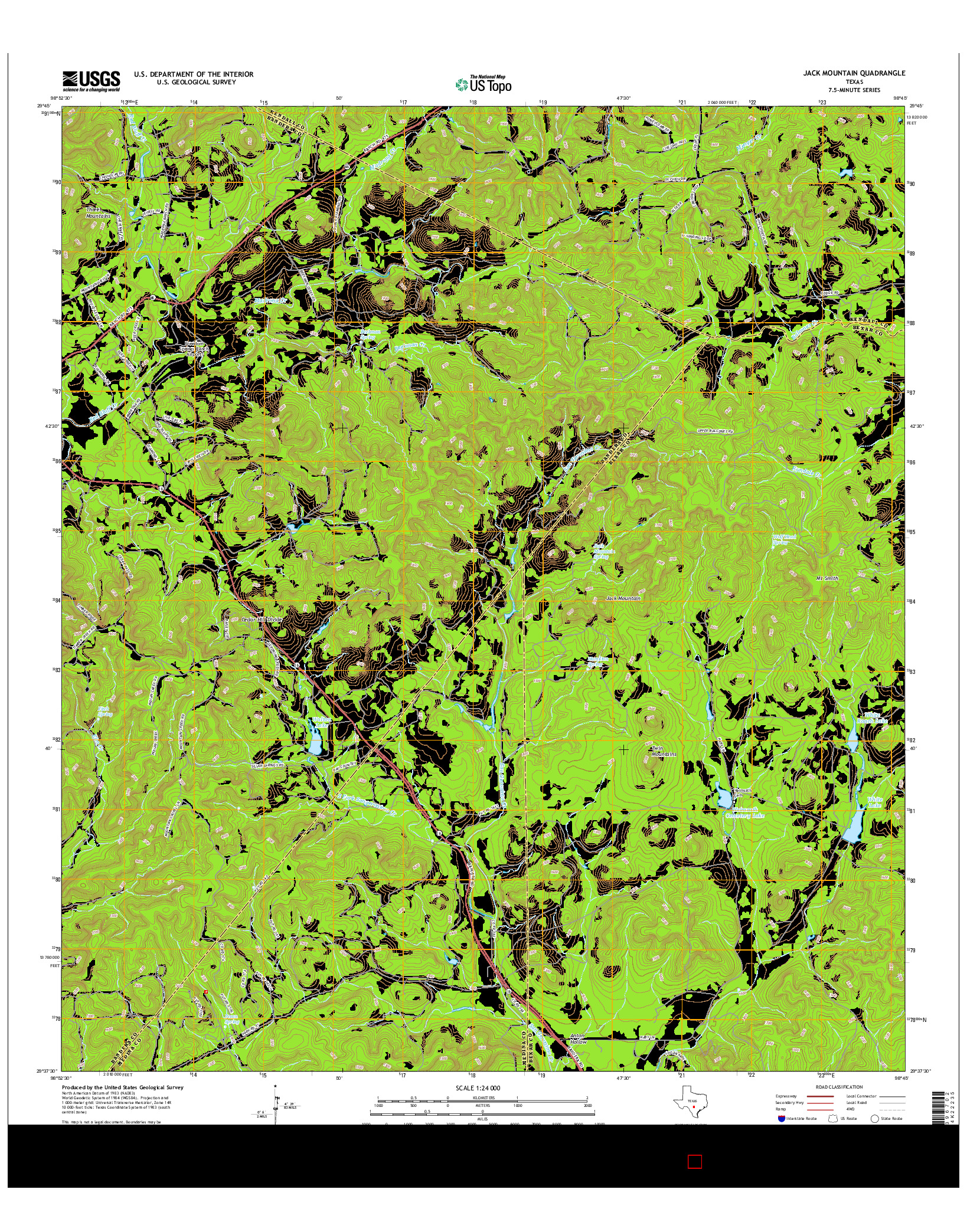 USGS US TOPO 7.5-MINUTE MAP FOR JACK MOUNTAIN, TX 2016