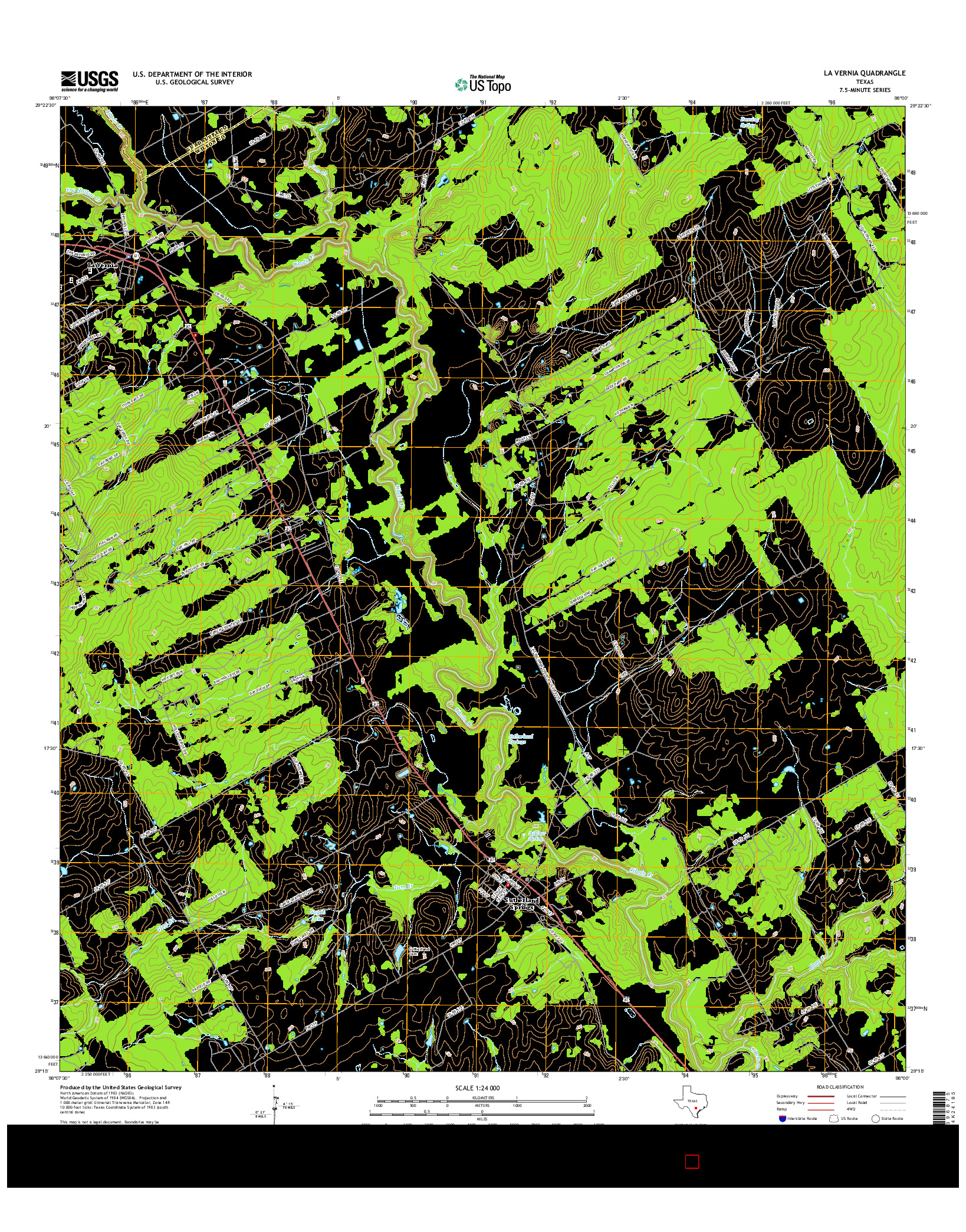 USGS US TOPO 7.5-MINUTE MAP FOR LA VERNIA, TX 2016