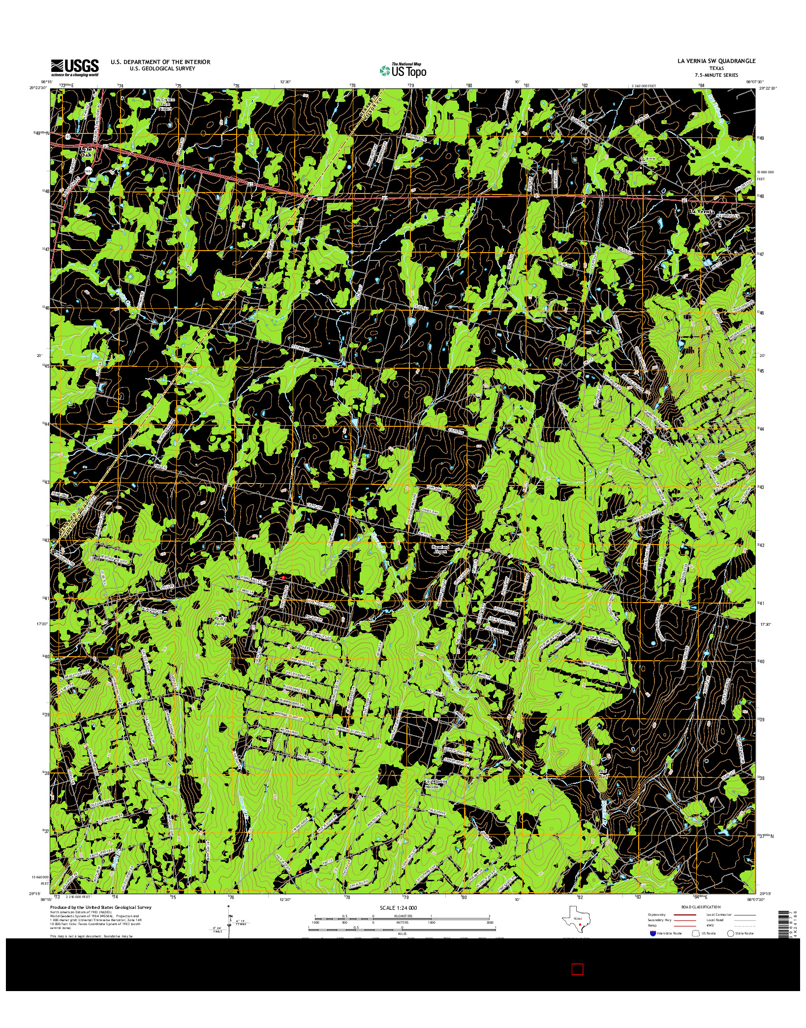 USGS US TOPO 7.5-MINUTE MAP FOR LA VERNIA SW, TX 2016