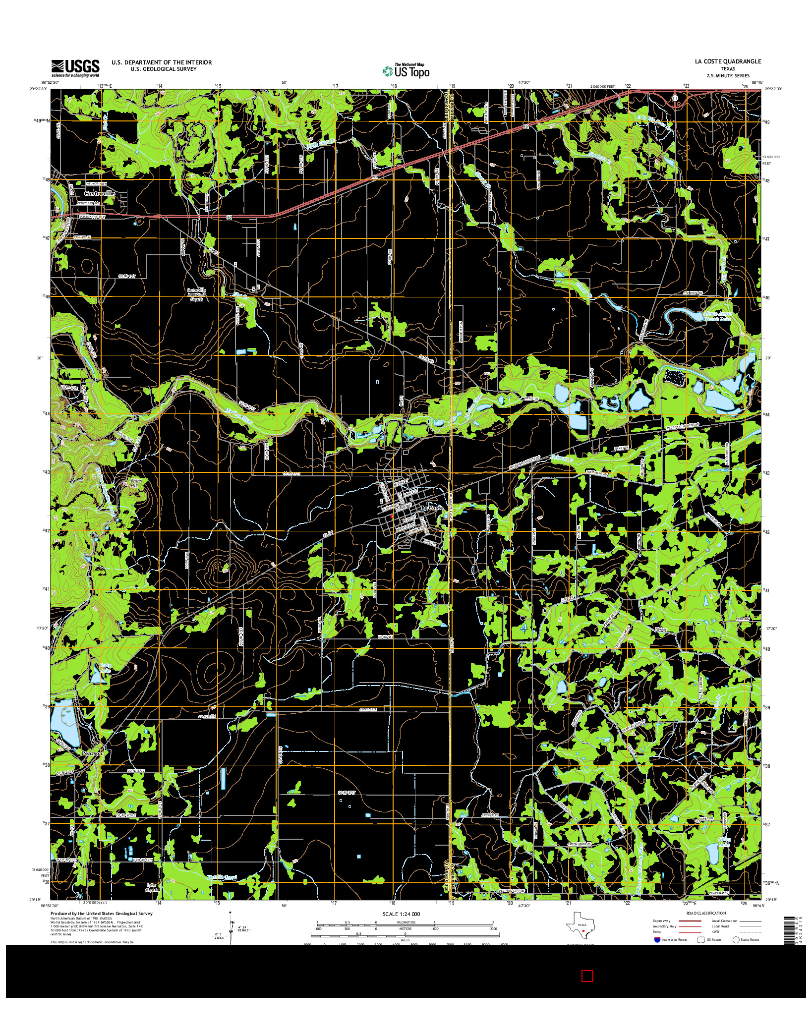 USGS US TOPO 7.5-MINUTE MAP FOR LA COSTE, TX 2016