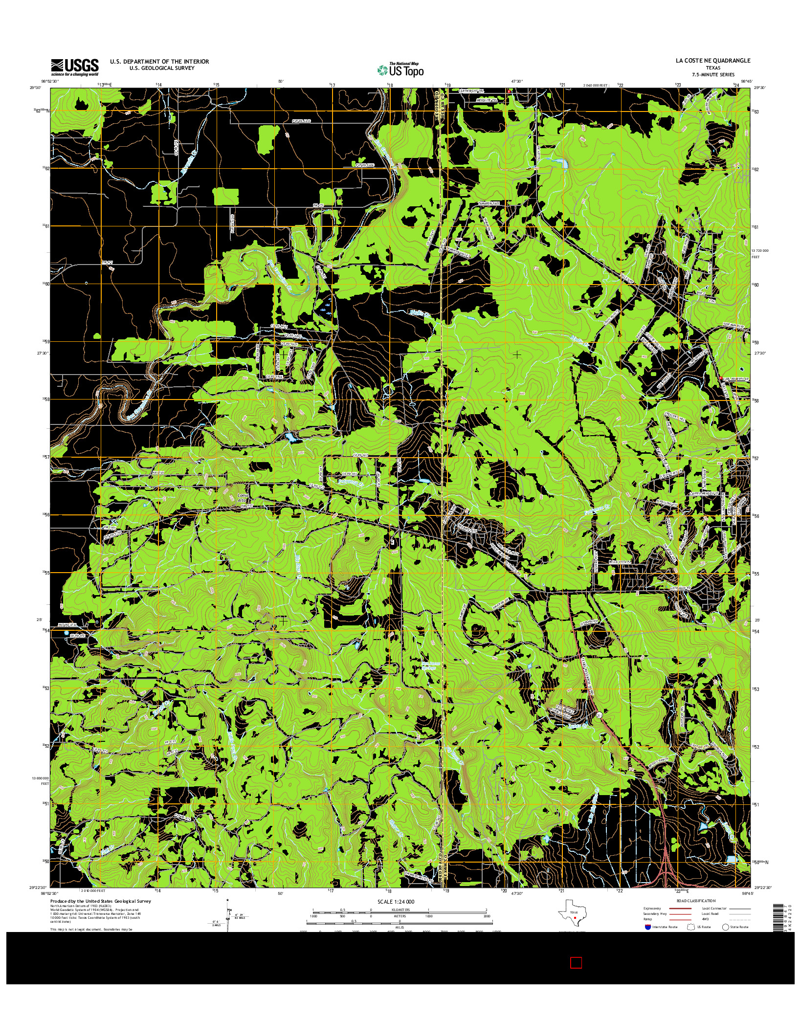 USGS US TOPO 7.5-MINUTE MAP FOR LA COSTE NE, TX 2016