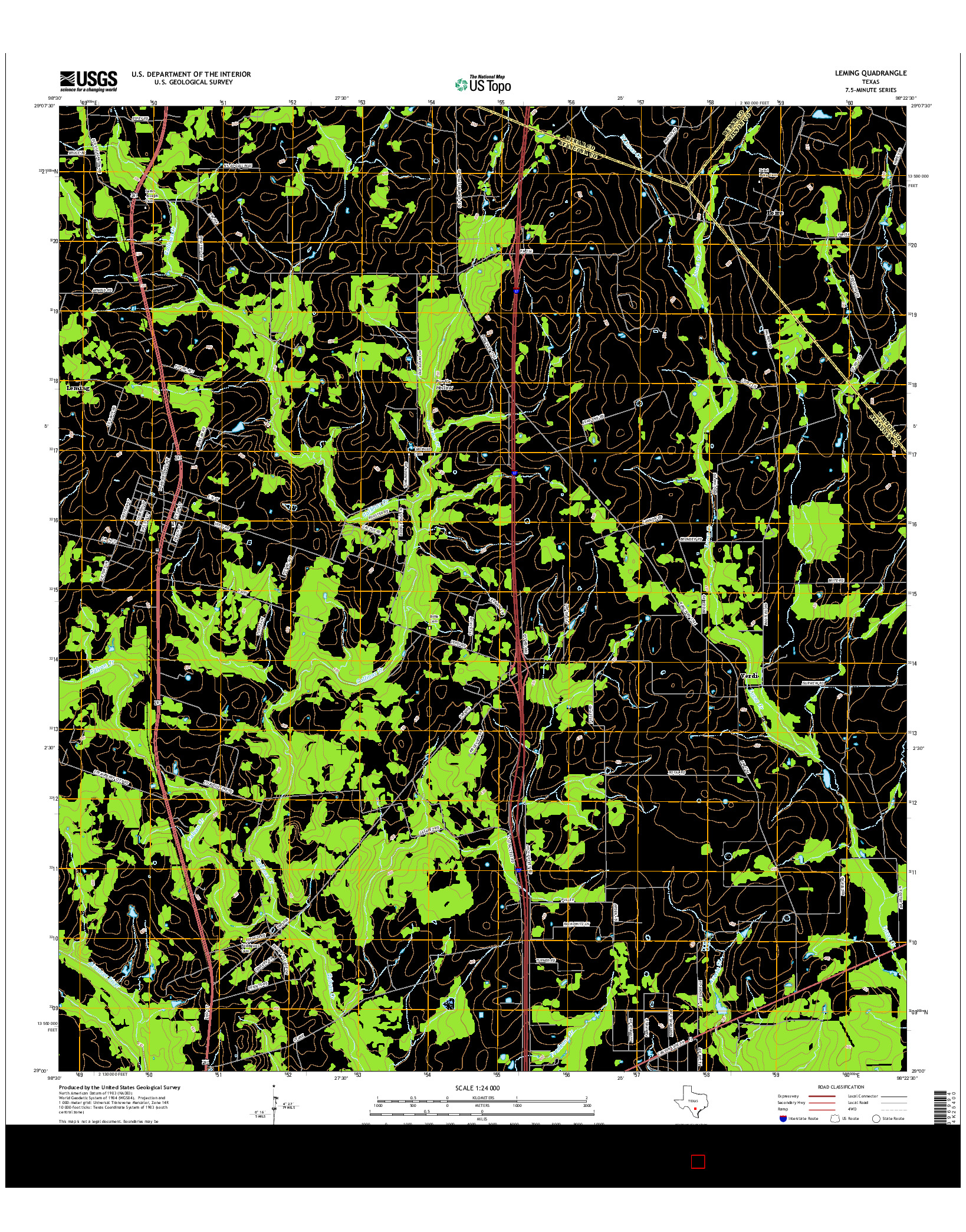 USGS US TOPO 7.5-MINUTE MAP FOR LEMING, TX 2016