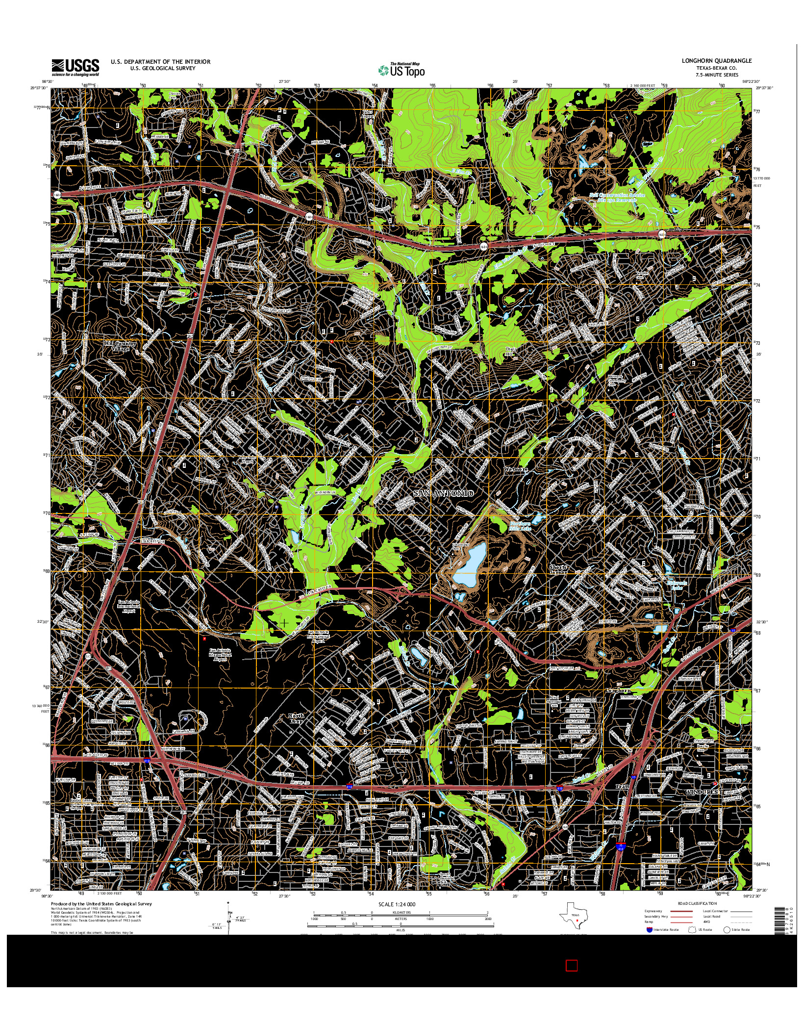 USGS US TOPO 7.5-MINUTE MAP FOR LONGHORN, TX 2016