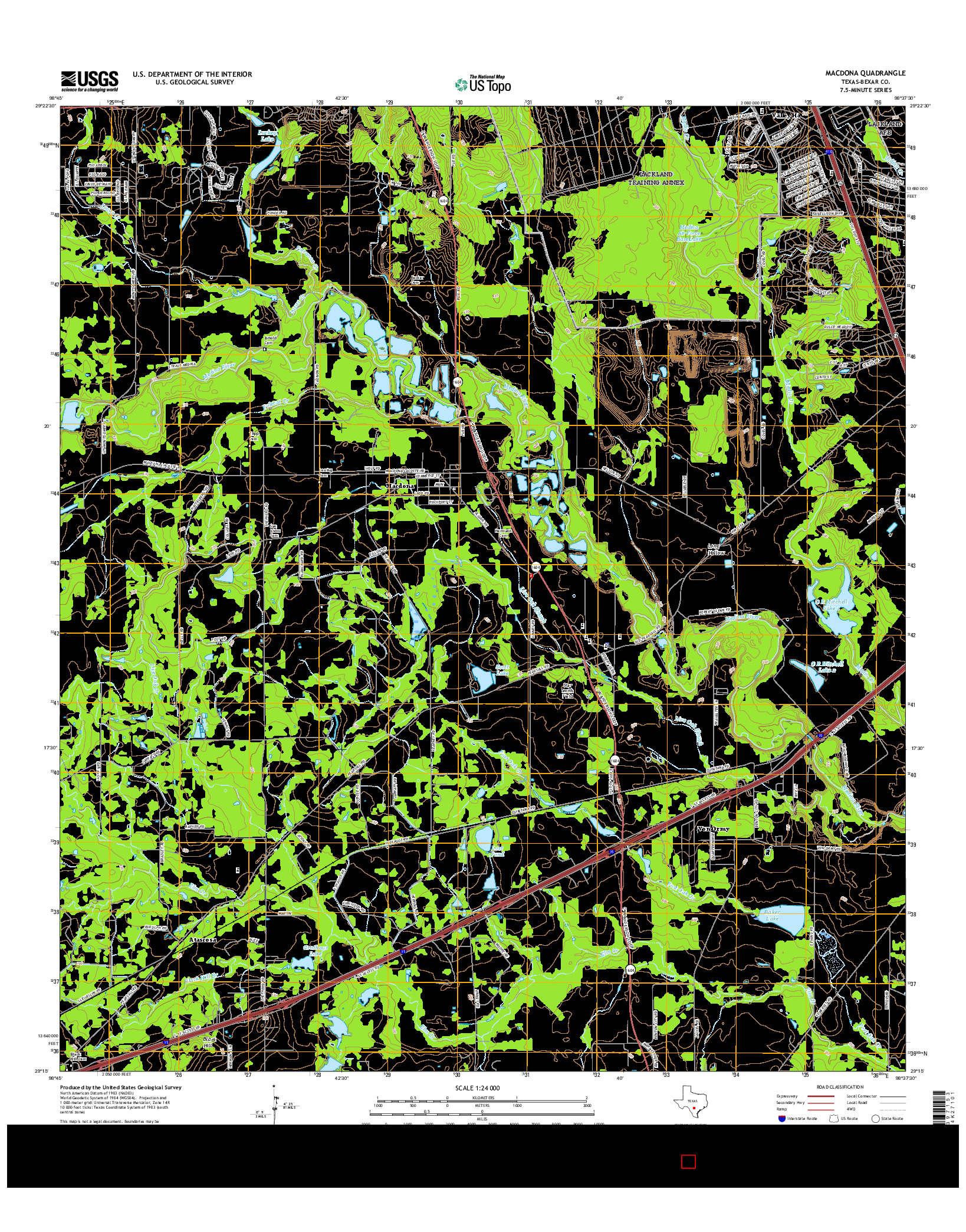 USGS US TOPO 7.5-MINUTE MAP FOR MACDONA, TX 2016