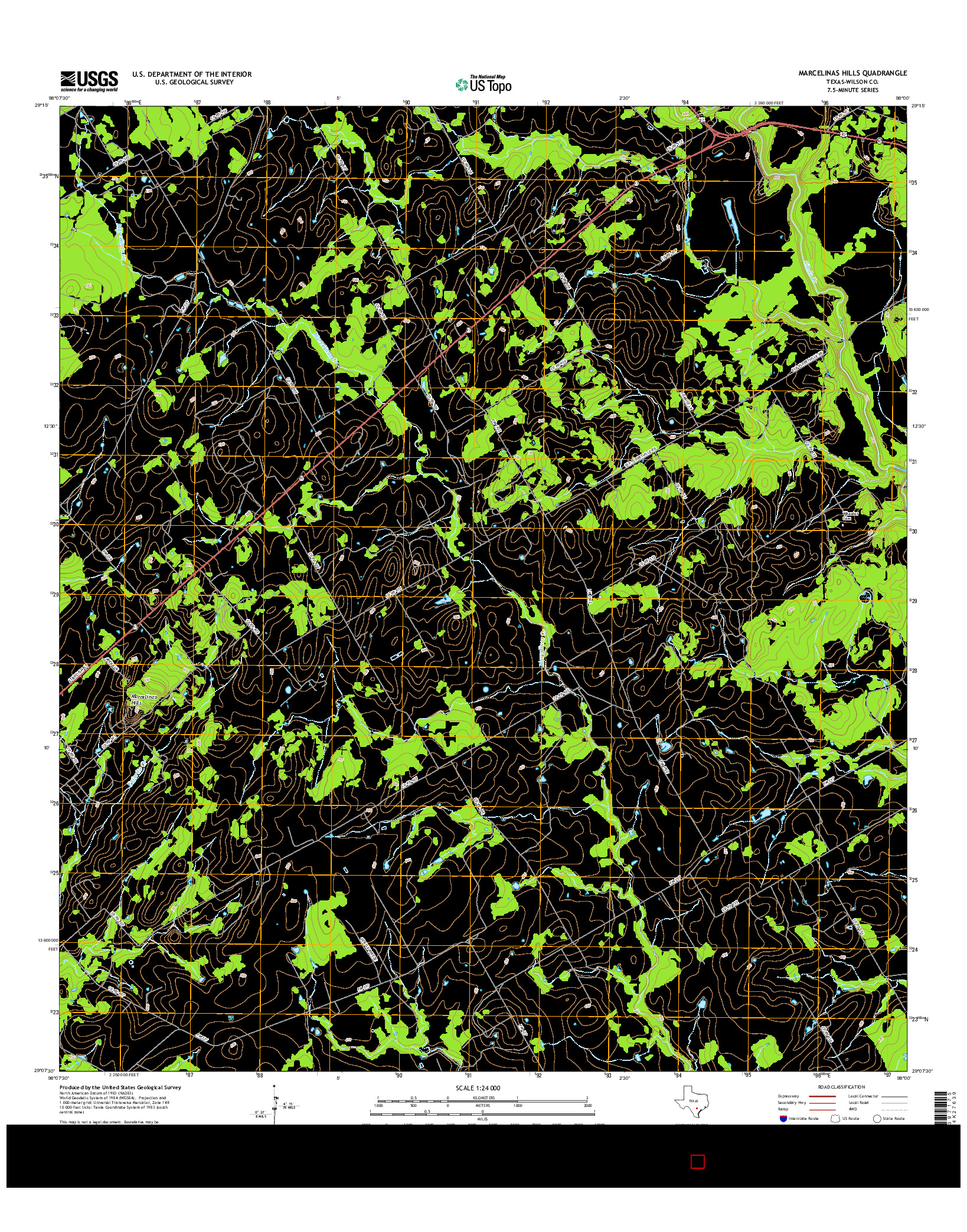 USGS US TOPO 7.5-MINUTE MAP FOR MARCELINAS HILLS, TX 2016