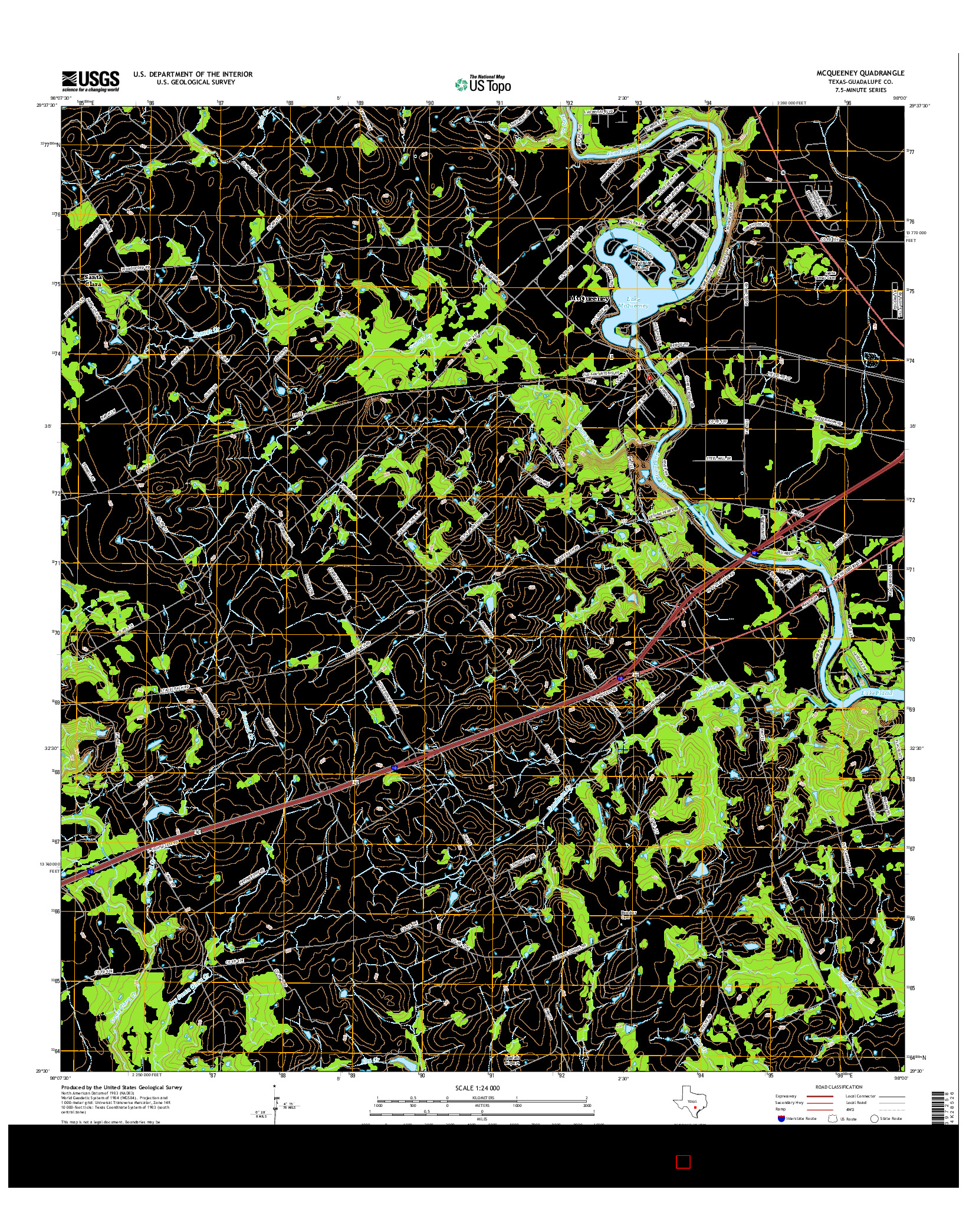 USGS US TOPO 7.5-MINUTE MAP FOR MCQUEENEY, TX 2016