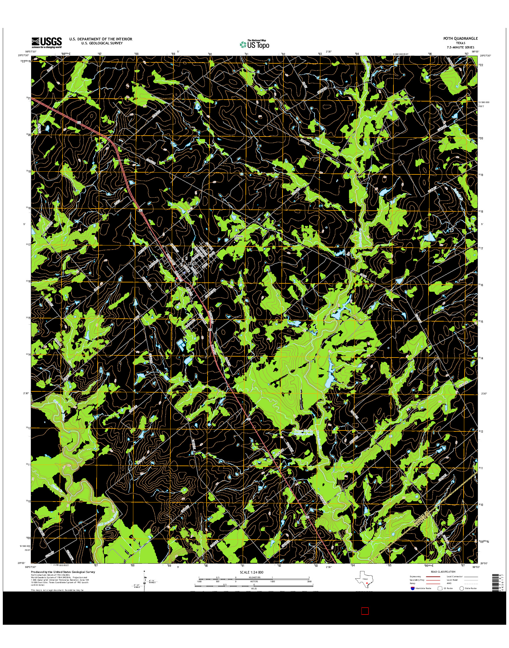 USGS US TOPO 7.5-MINUTE MAP FOR POTH, TX 2016