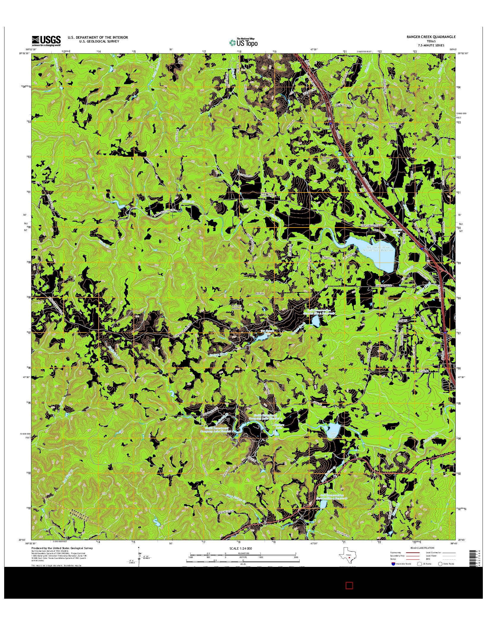 USGS US TOPO 7.5-MINUTE MAP FOR RANGER CREEK, TX 2016