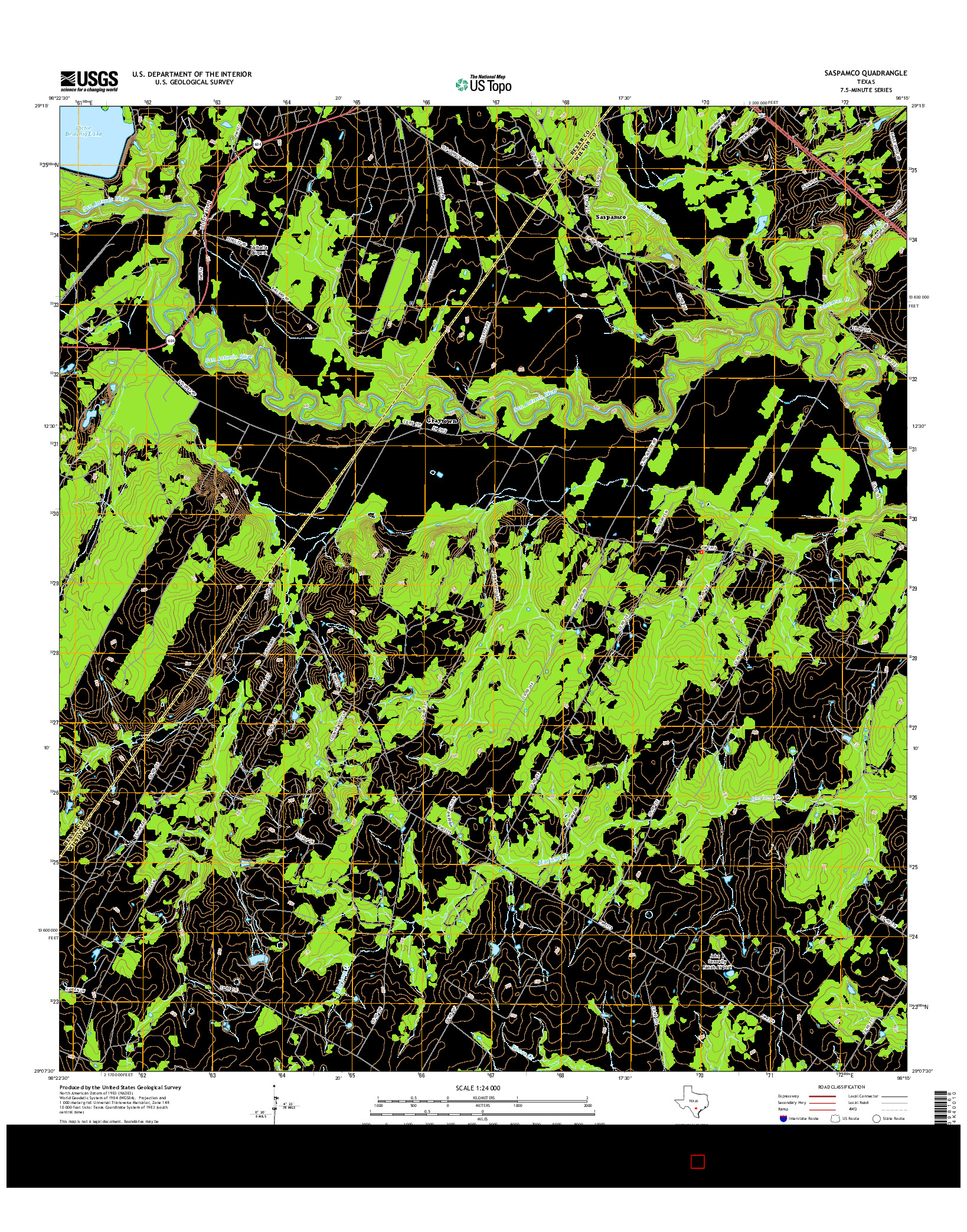 USGS US TOPO 7.5-MINUTE MAP FOR SASPAMCO, TX 2016