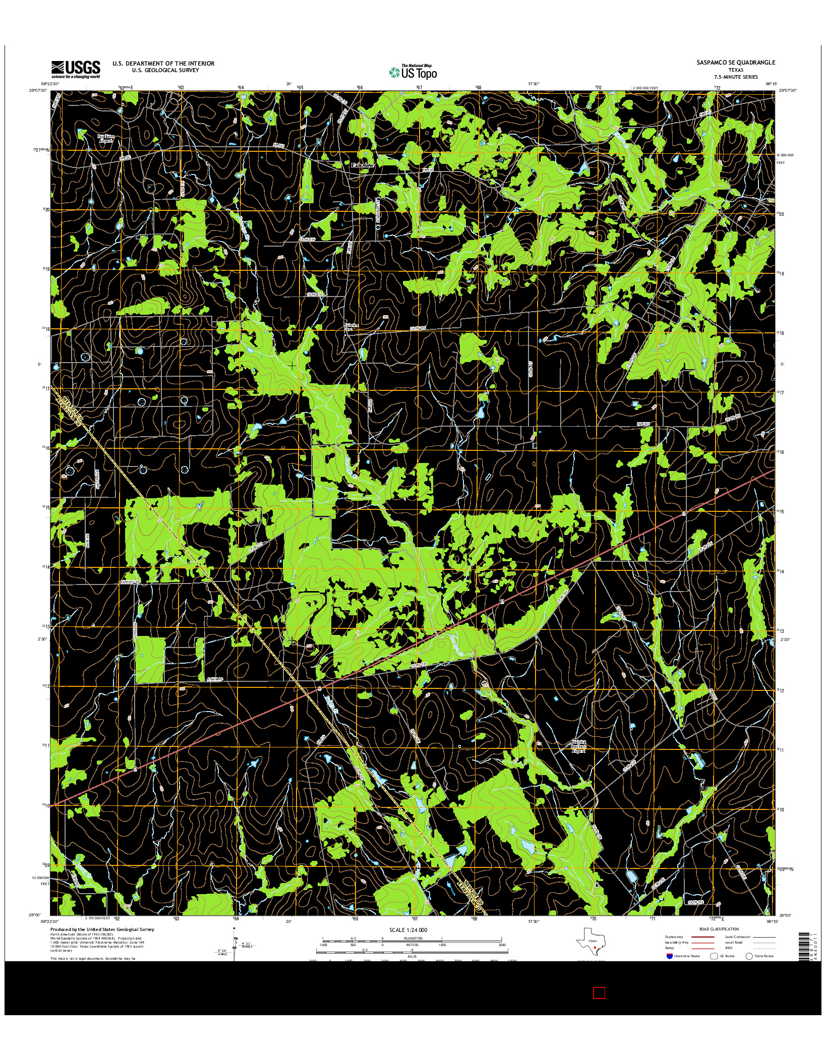 USGS US TOPO 7.5-MINUTE MAP FOR SASPAMCO SE, TX 2016