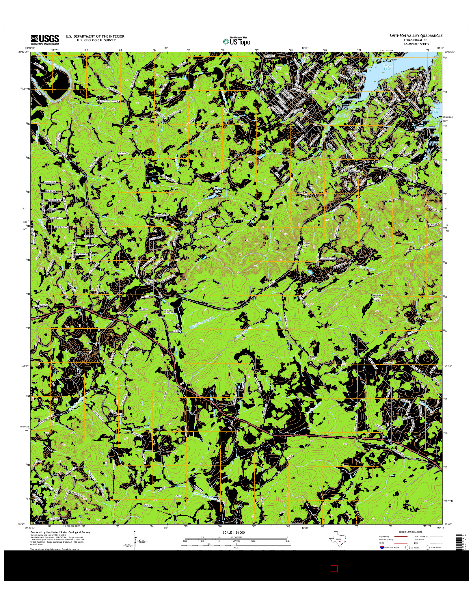 USGS US TOPO 7.5-MINUTE MAP FOR SMITHSON VALLEY, TX 2016