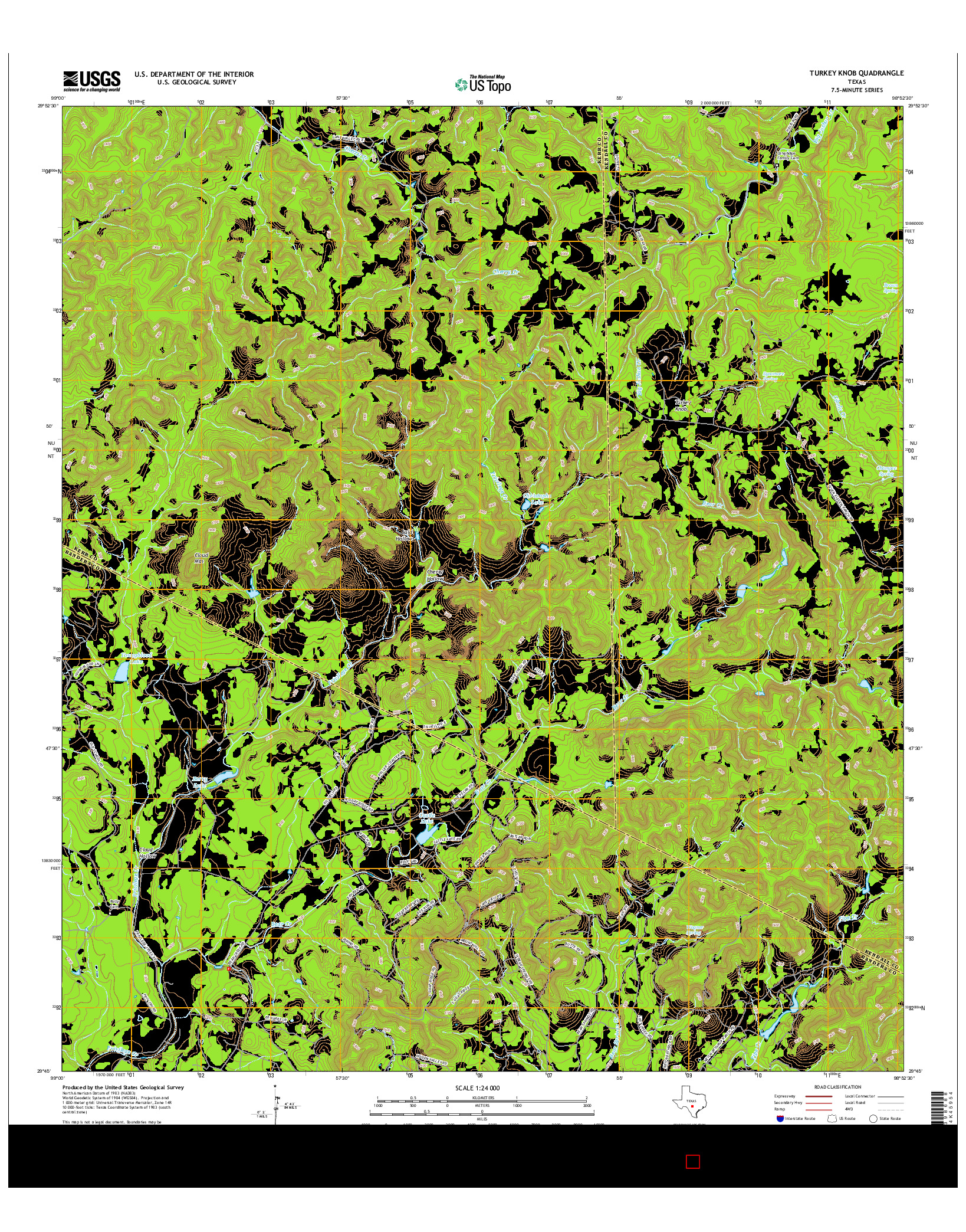 USGS US TOPO 7.5-MINUTE MAP FOR TURKEY KNOB, TX 2016