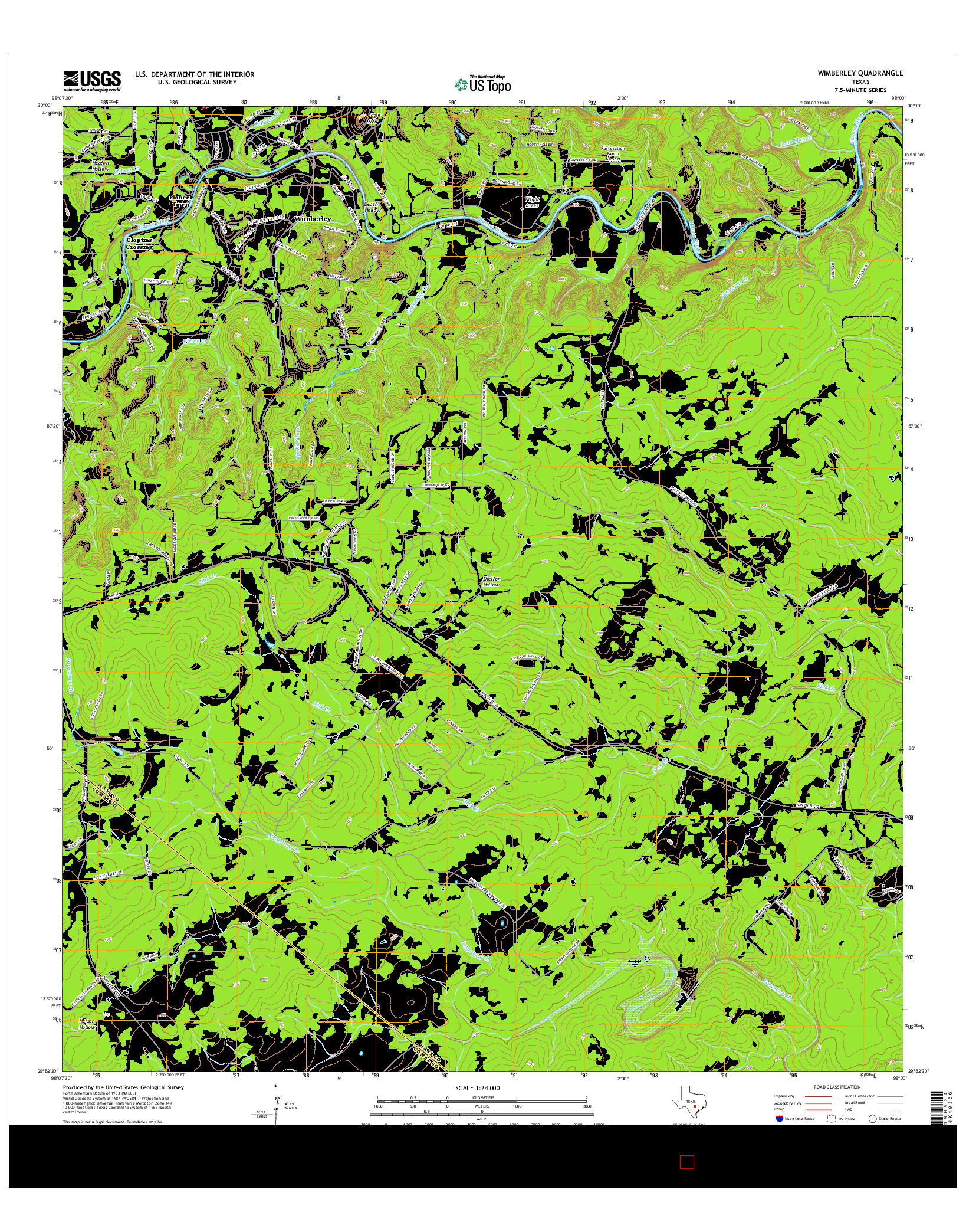 USGS US TOPO 7.5-MINUTE MAP FOR WIMBERLEY, TX 2016