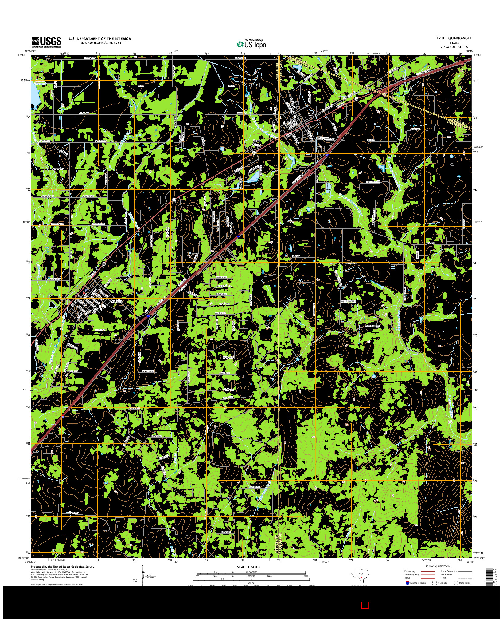 USGS US TOPO 7.5-MINUTE MAP FOR LYTLE, TX 2016