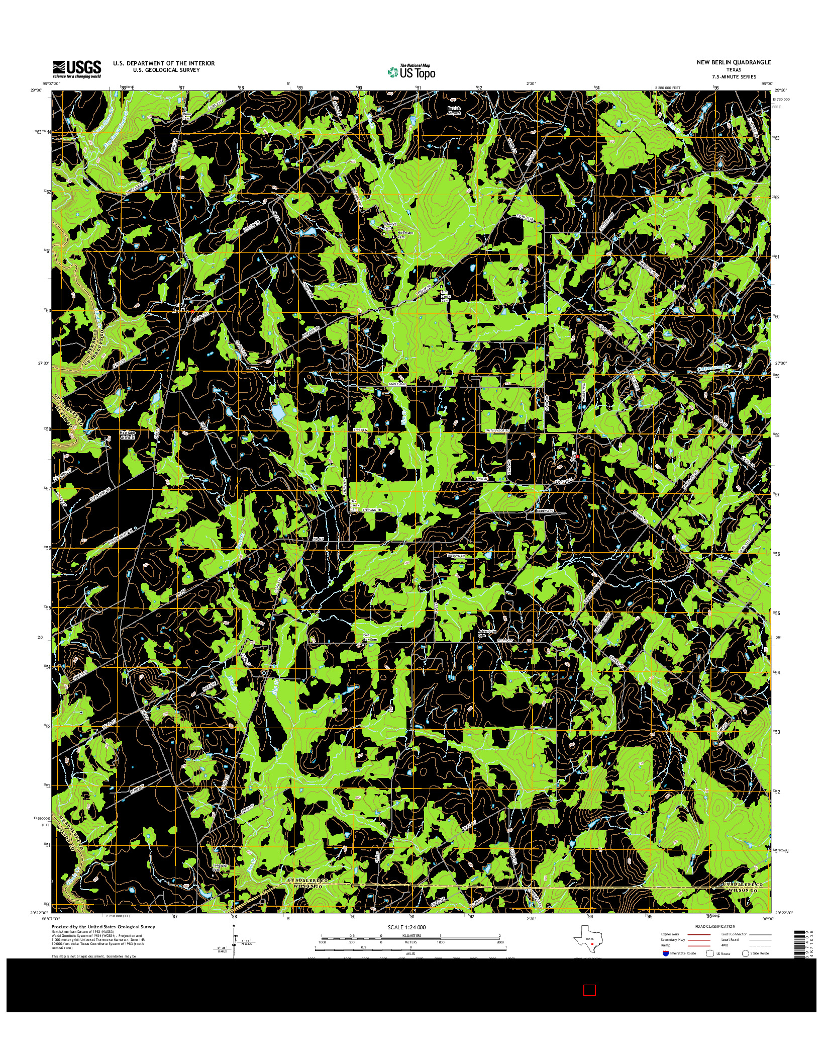 USGS US TOPO 7.5-MINUTE MAP FOR NEW BERLIN, TX 2016