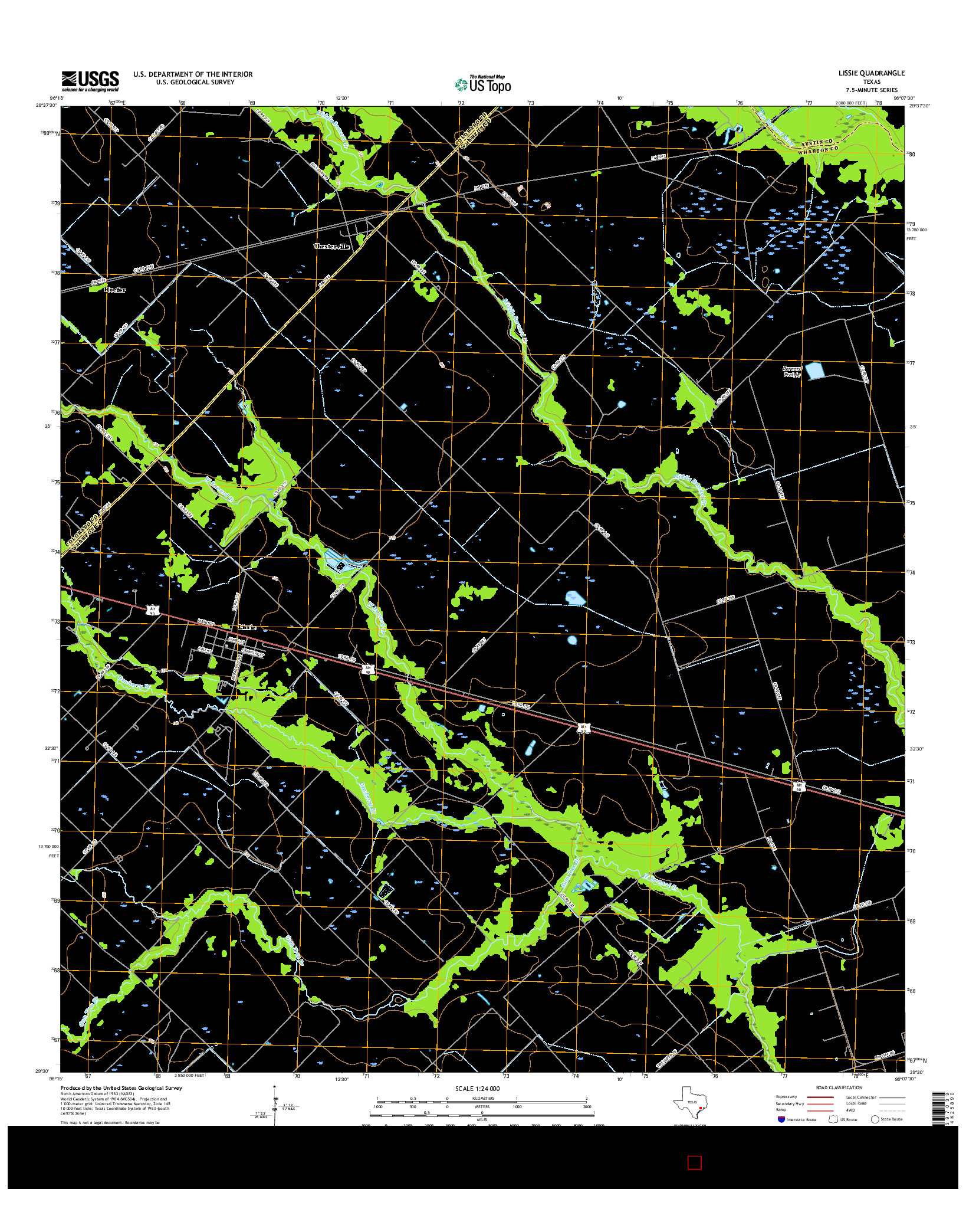 USGS US TOPO 7.5-MINUTE MAP FOR LISSIE, TX 2016