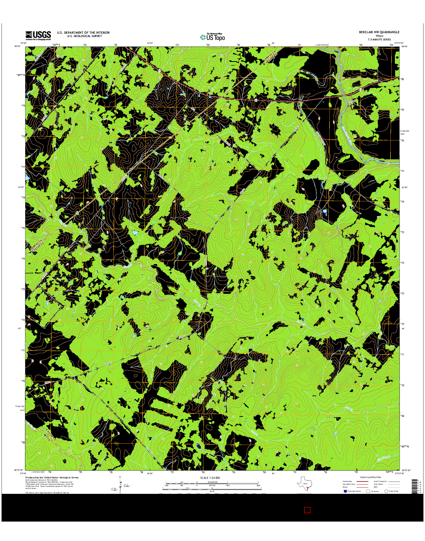 USGS US TOPO 7.5-MINUTE MAP FOR BERCLAIR NW, TX 2016