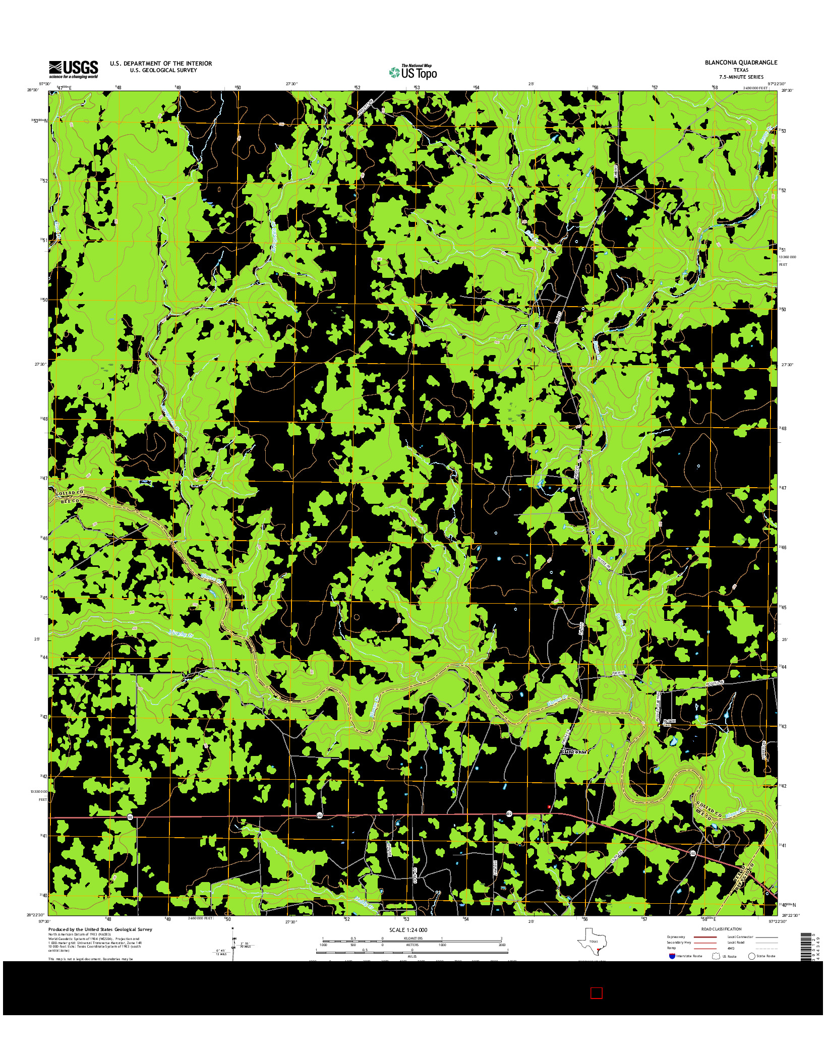 USGS US TOPO 7.5-MINUTE MAP FOR BLANCONIA, TX 2016