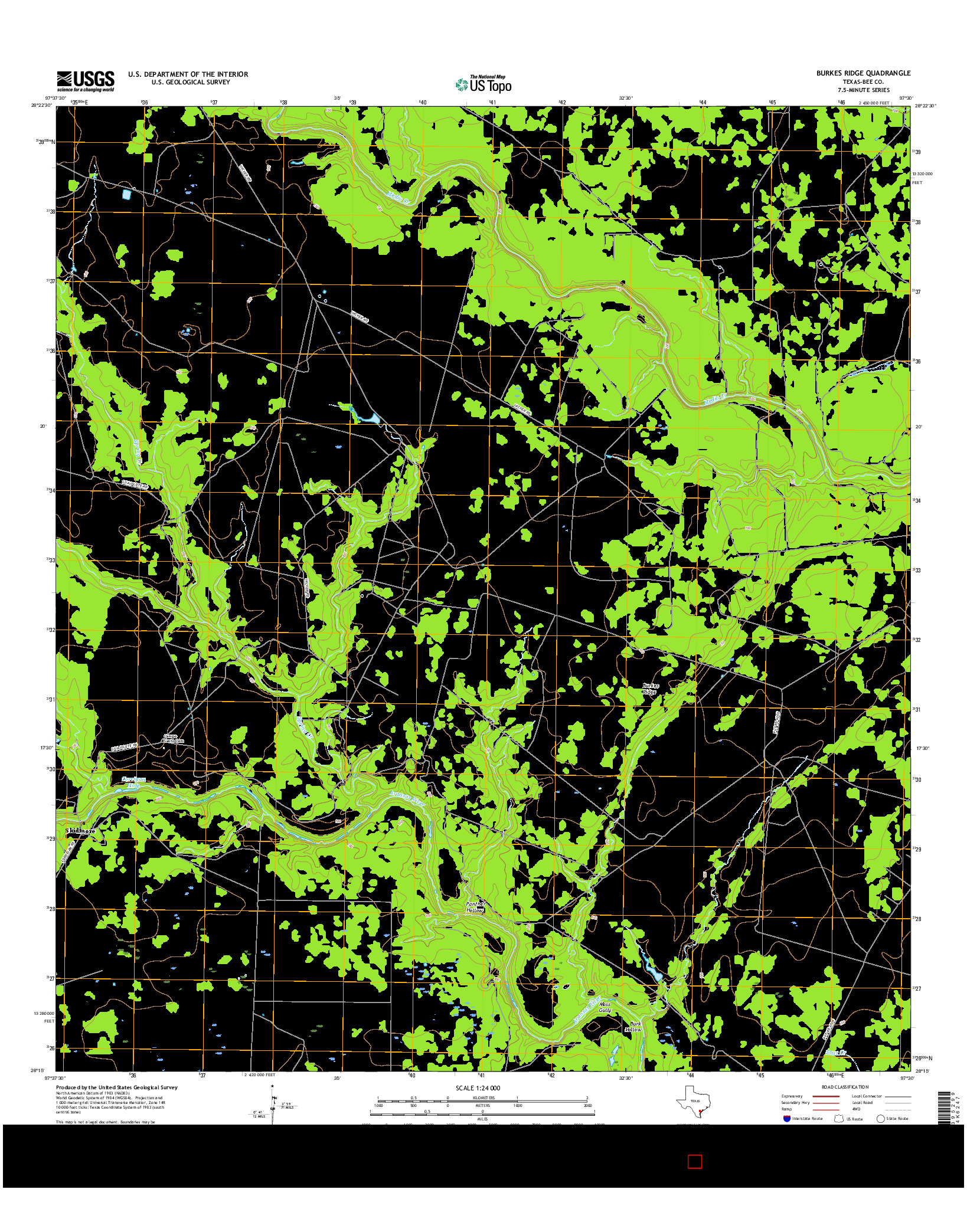 USGS US TOPO 7.5-MINUTE MAP FOR BURKES RIDGE, TX 2016