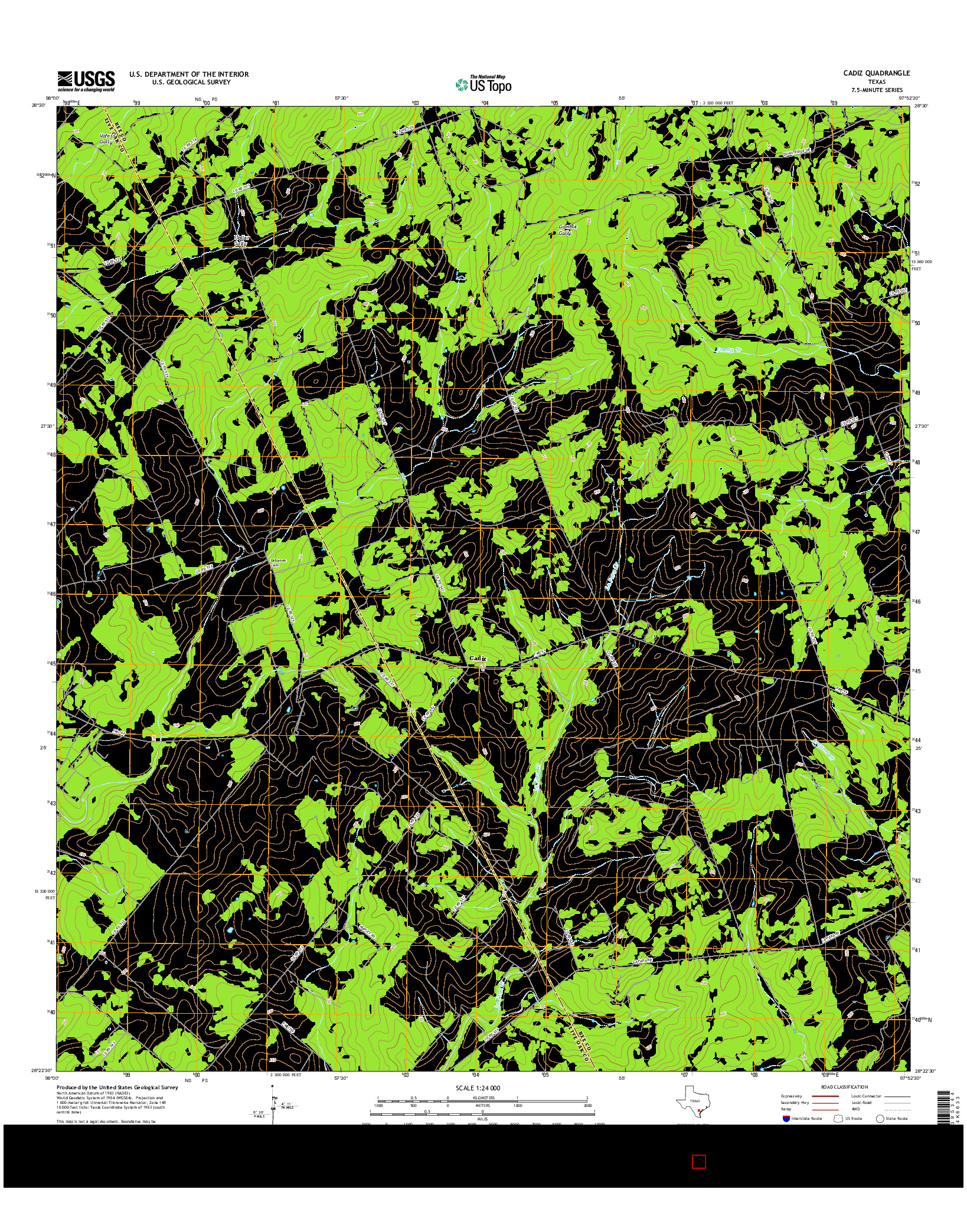 USGS US TOPO 7.5-MINUTE MAP FOR CADIZ, TX 2016