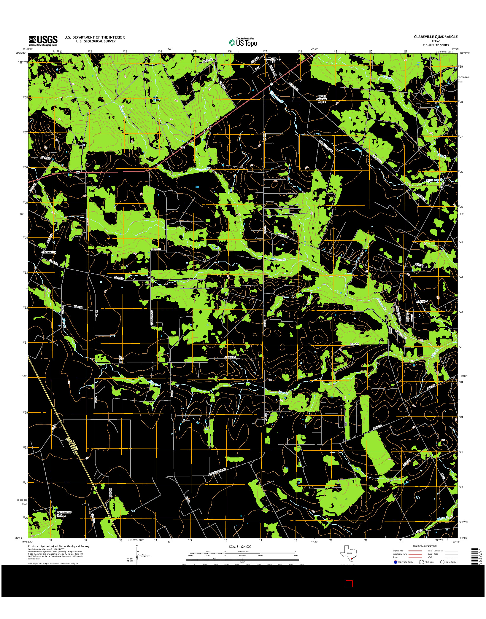 USGS US TOPO 7.5-MINUTE MAP FOR CLAREVILLE, TX 2016