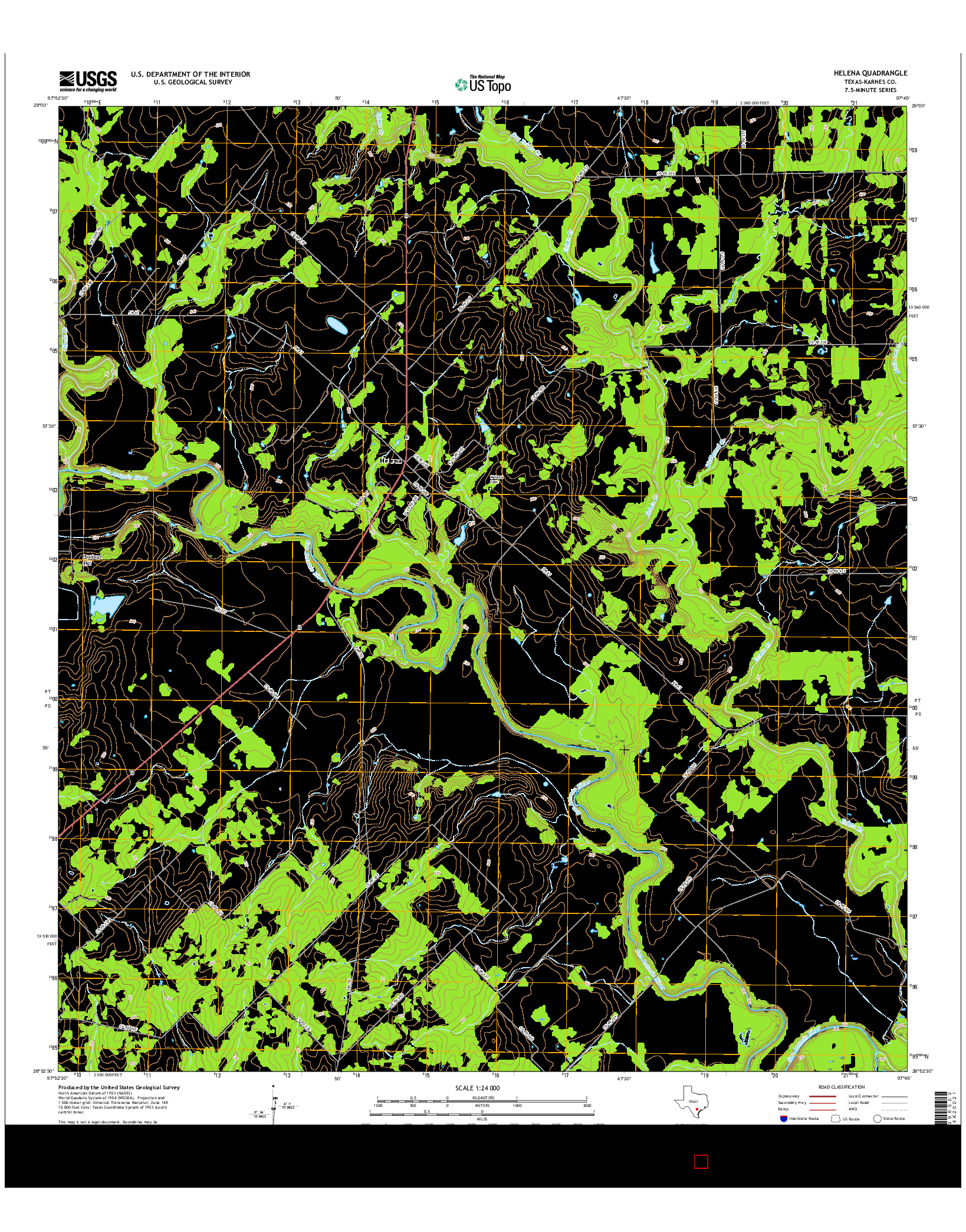 USGS US TOPO 7.5-MINUTE MAP FOR HELENA, TX 2016