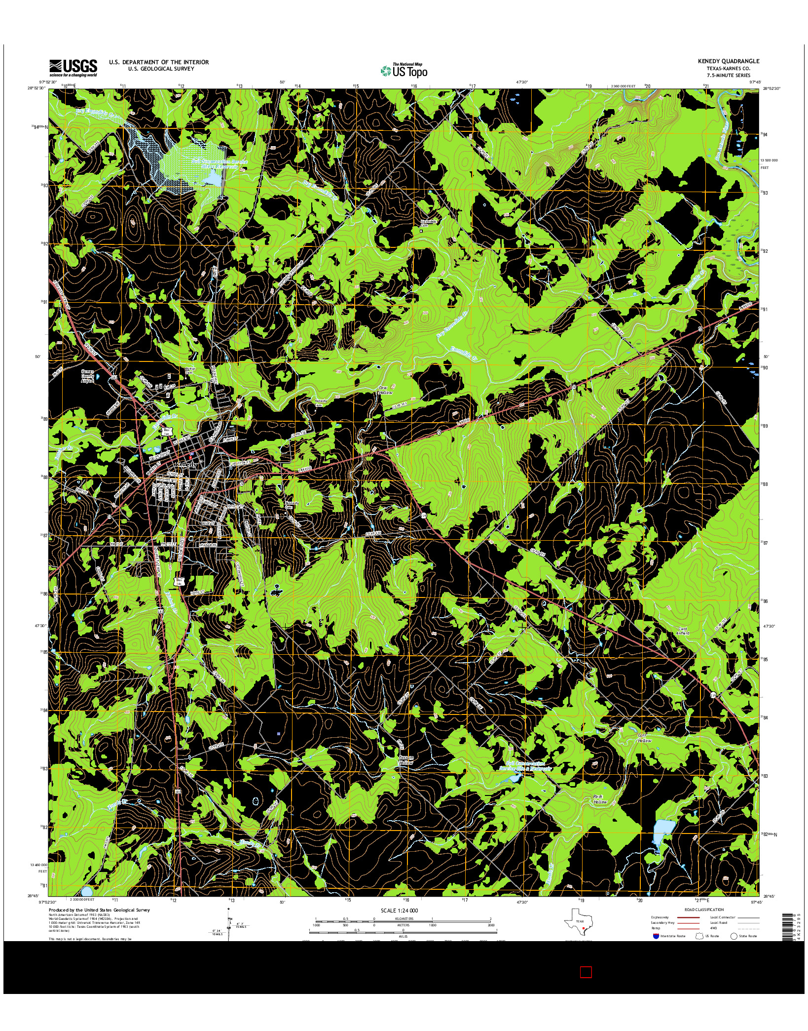 USGS US TOPO 7.5-MINUTE MAP FOR KENEDY, TX 2016