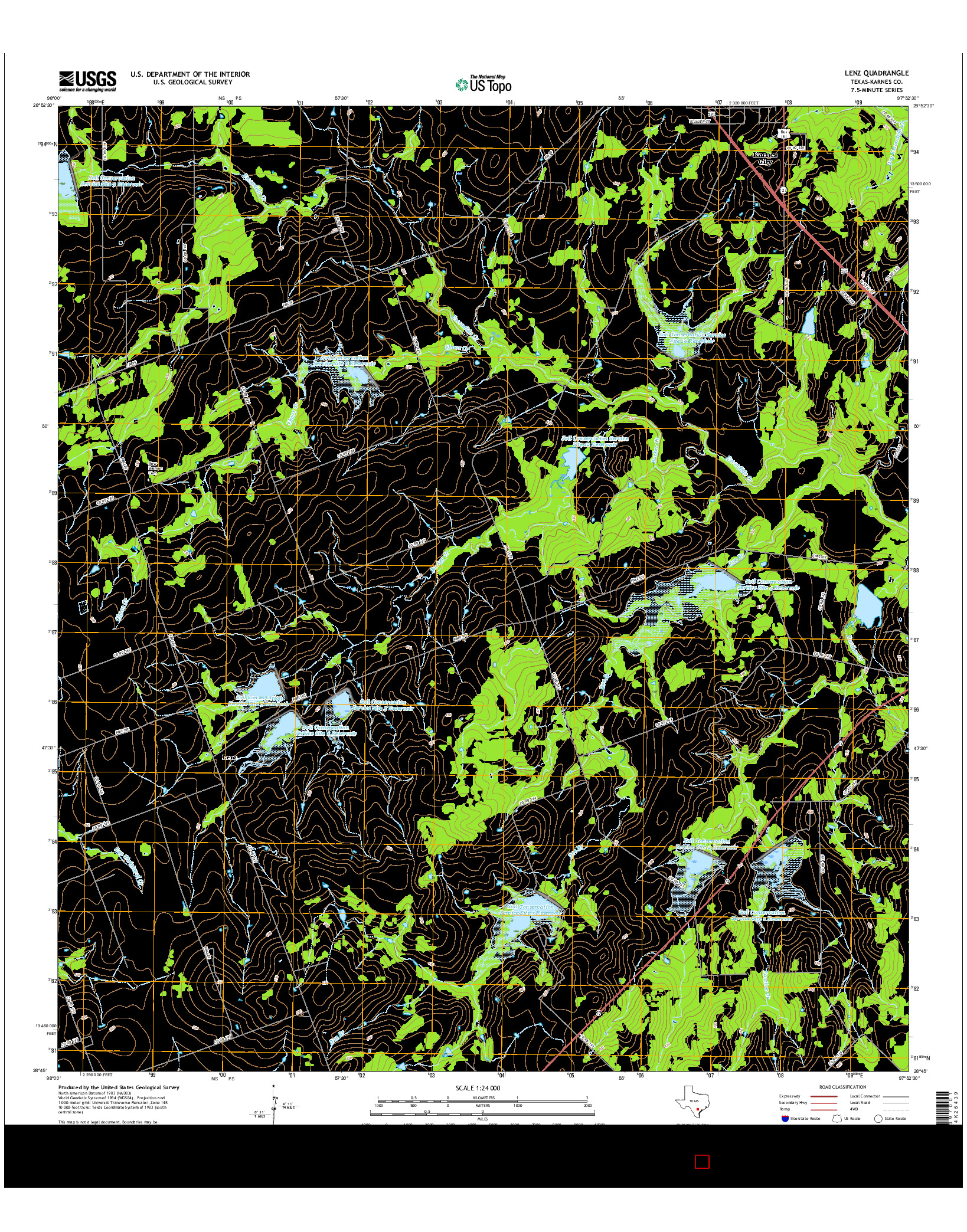 USGS US TOPO 7.5-MINUTE MAP FOR LENZ, TX 2016