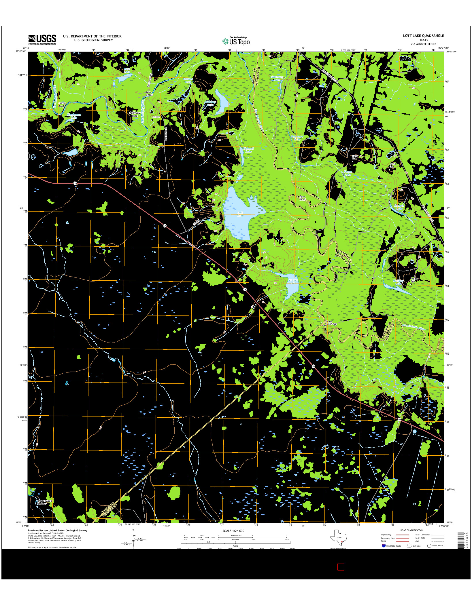 USGS US TOPO 7.5-MINUTE MAP FOR LOTT LAKE, TX 2016