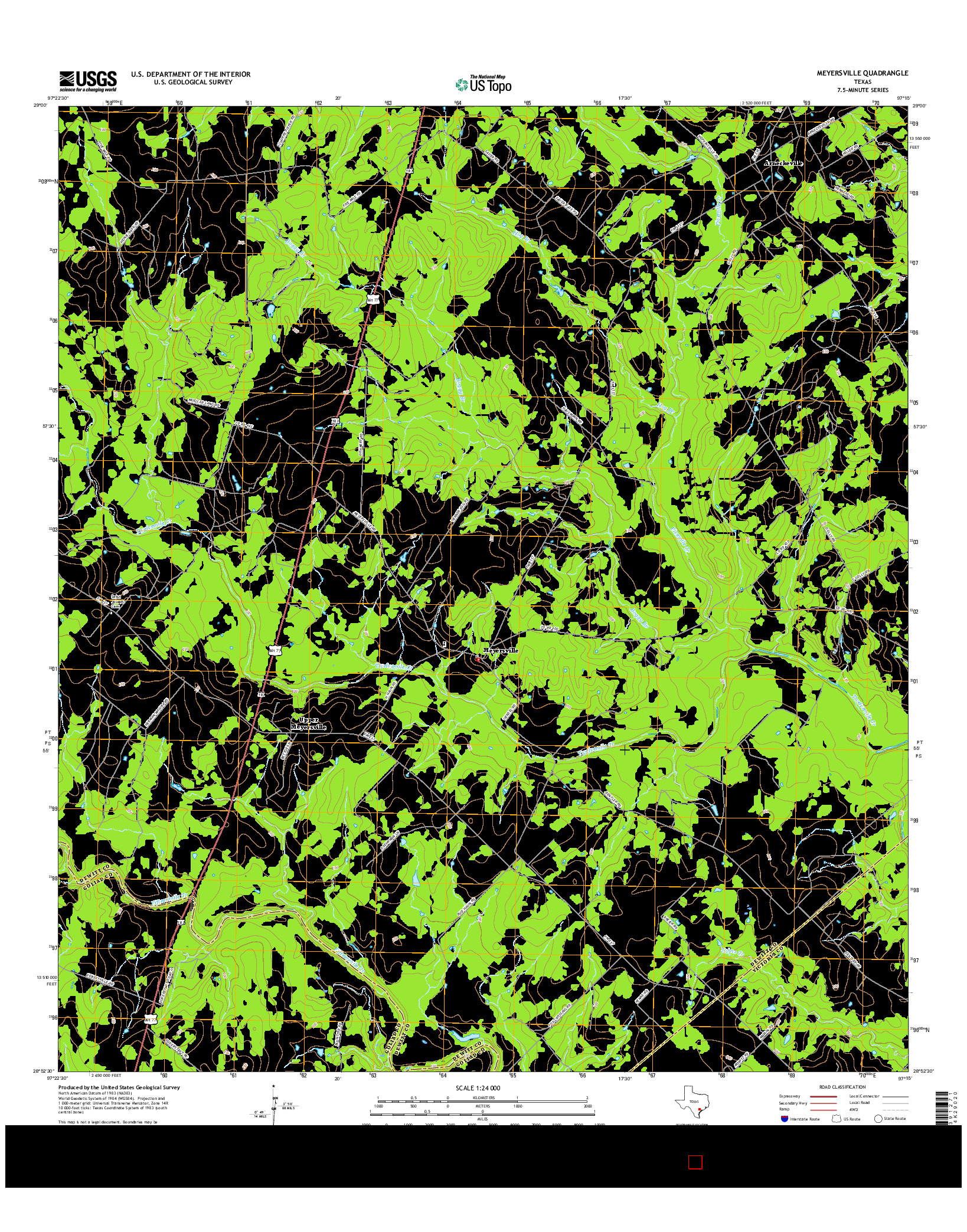 USGS US TOPO 7.5-MINUTE MAP FOR MEYERSVILLE, TX 2016