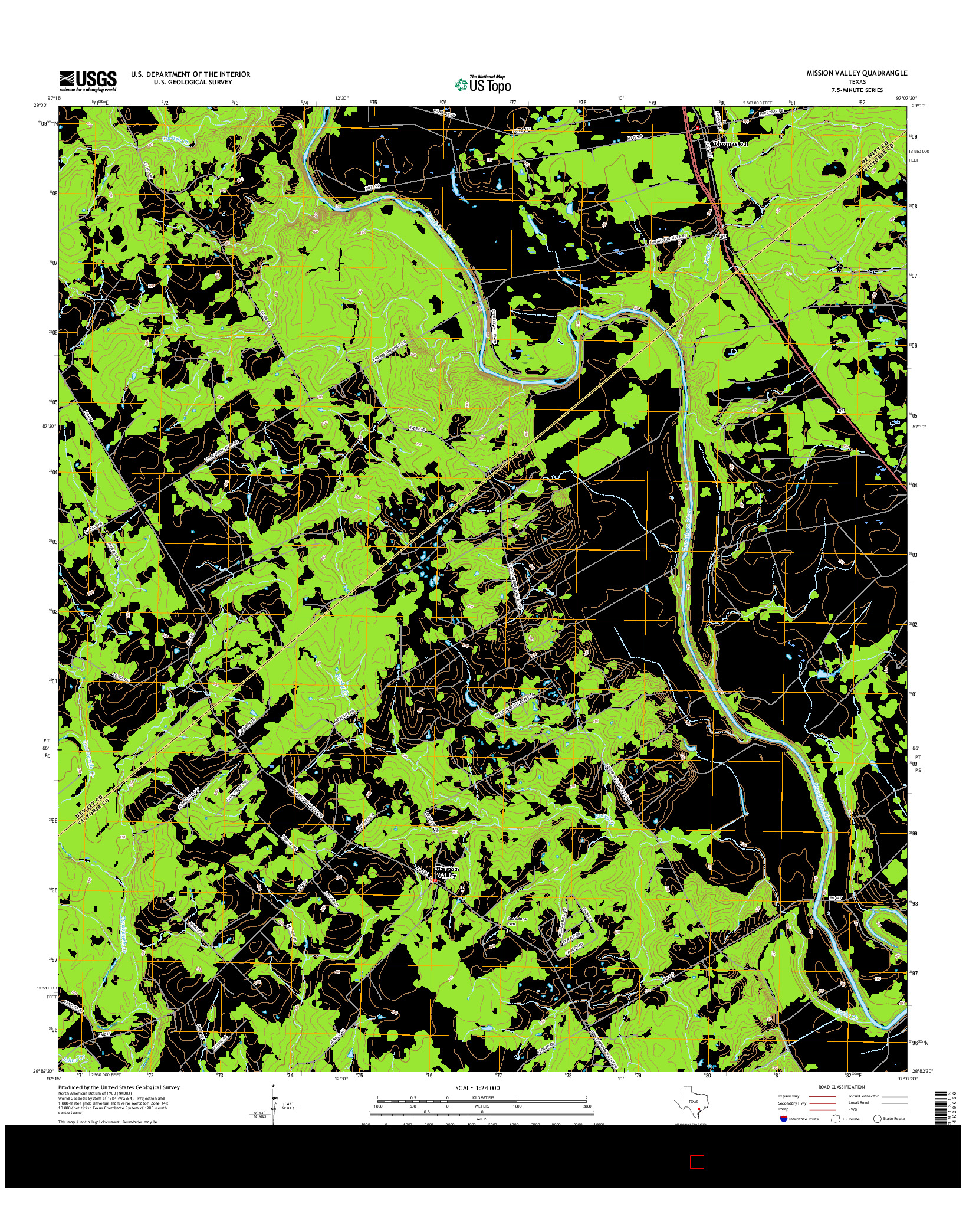 USGS US TOPO 7.5-MINUTE MAP FOR MISSION VALLEY, TX 2016