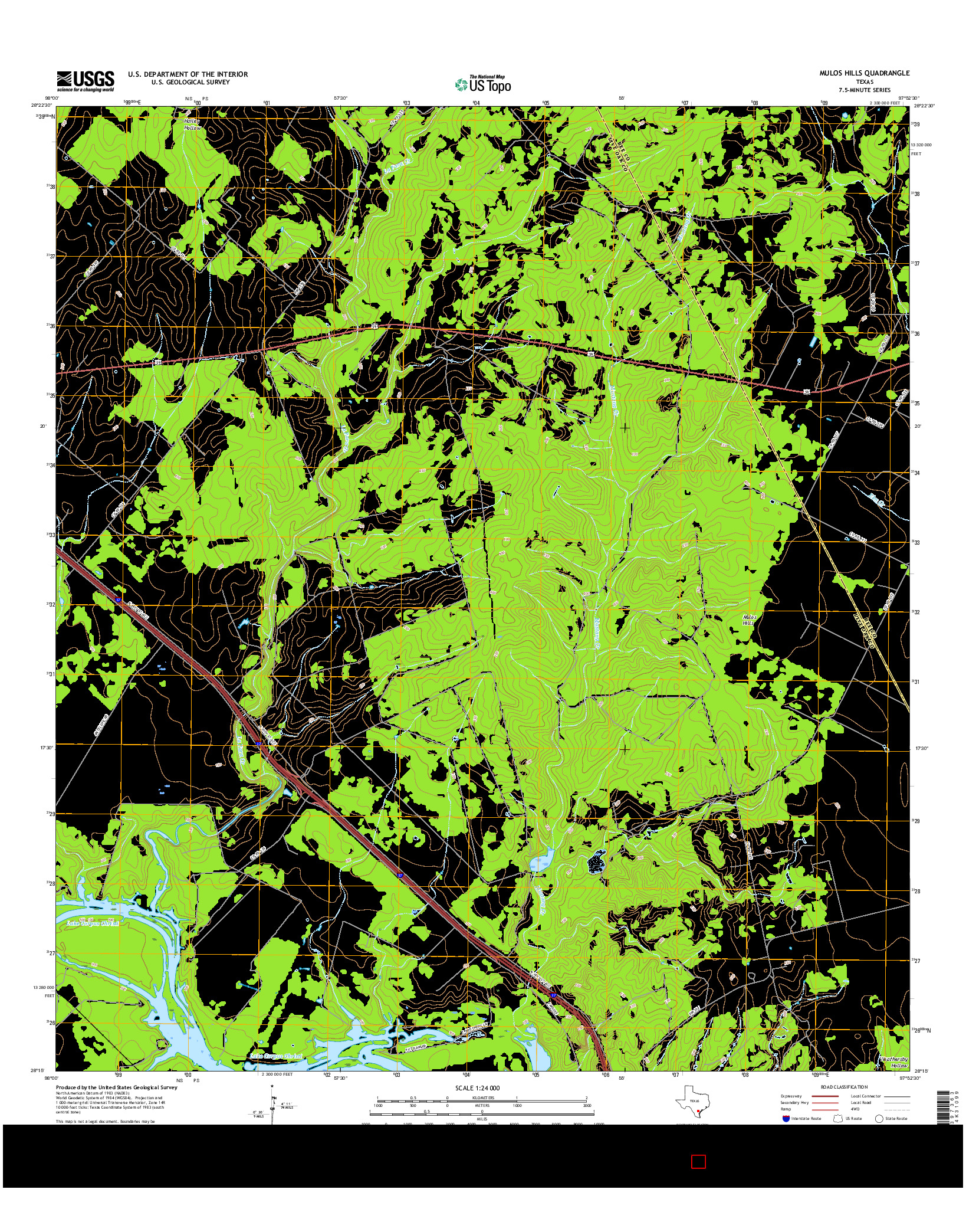 USGS US TOPO 7.5-MINUTE MAP FOR MULOS HILLS, TX 2016