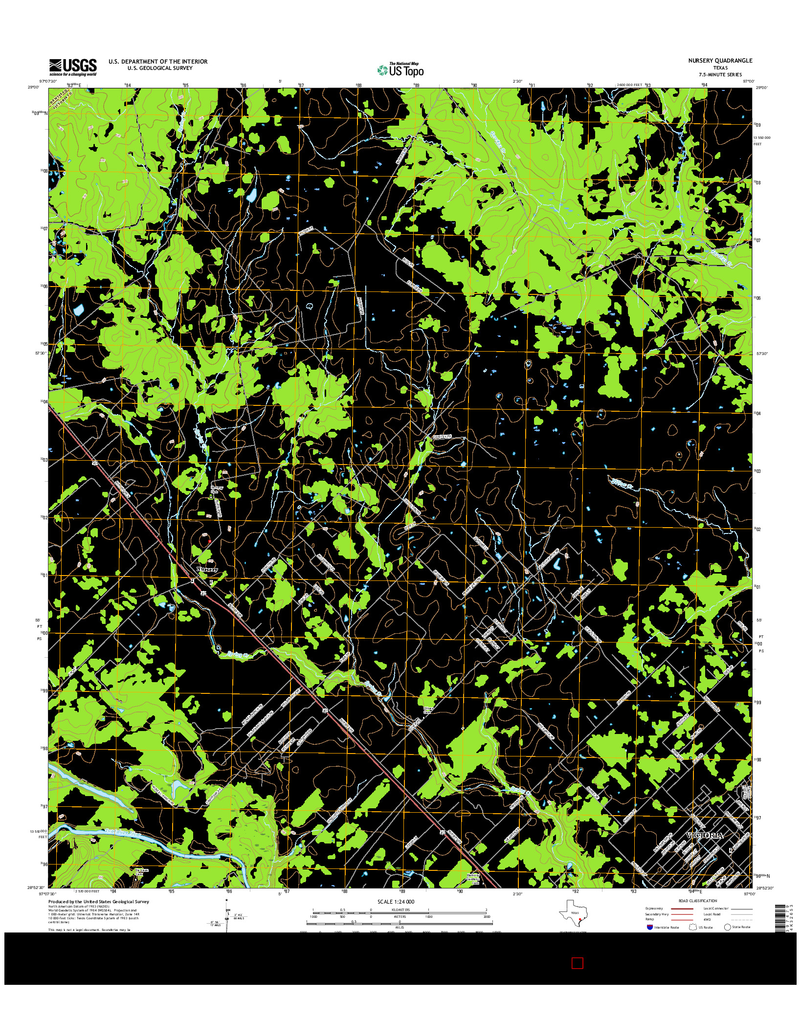 USGS US TOPO 7.5-MINUTE MAP FOR NURSERY, TX 2016