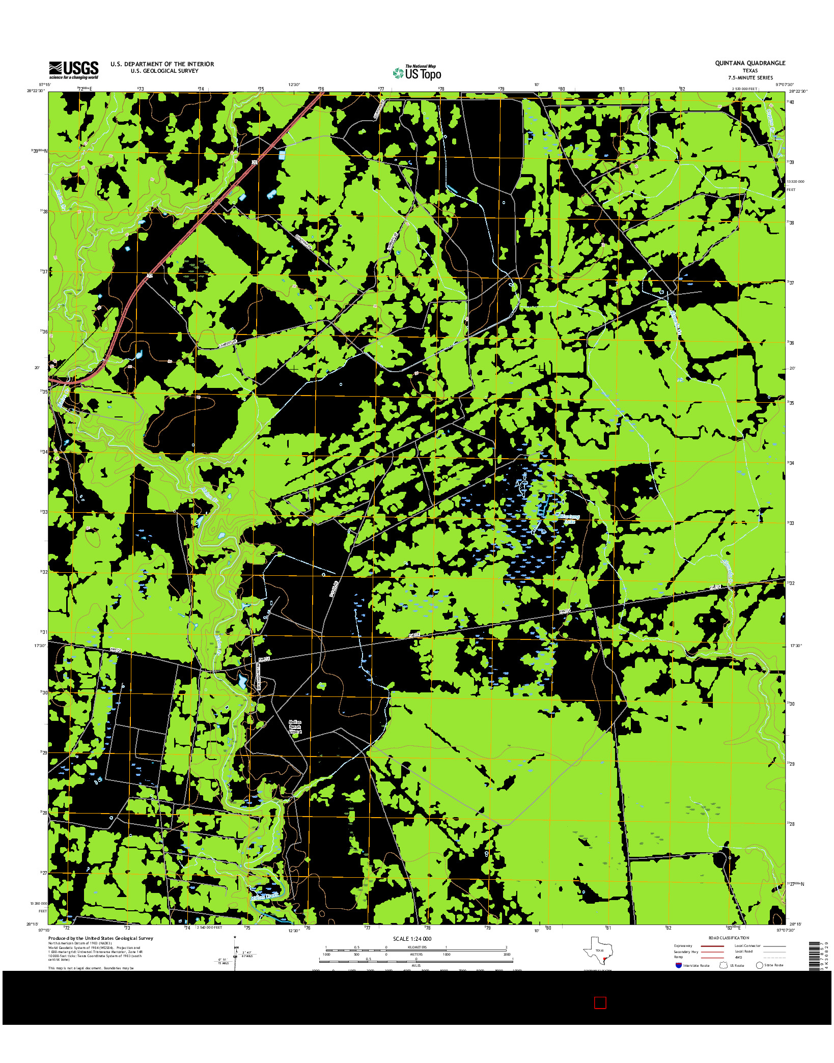 USGS US TOPO 7.5-MINUTE MAP FOR QUINTANA, TX 2016