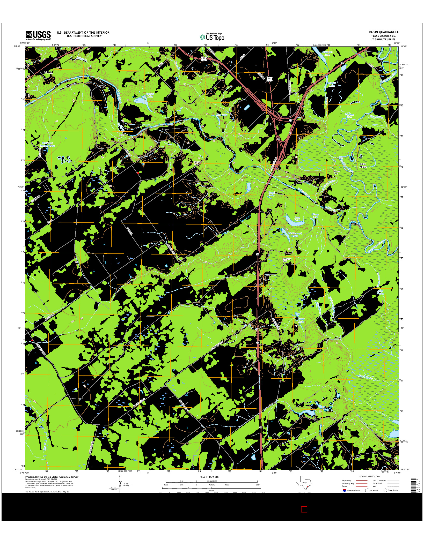 USGS US TOPO 7.5-MINUTE MAP FOR RAISIN, TX 2016