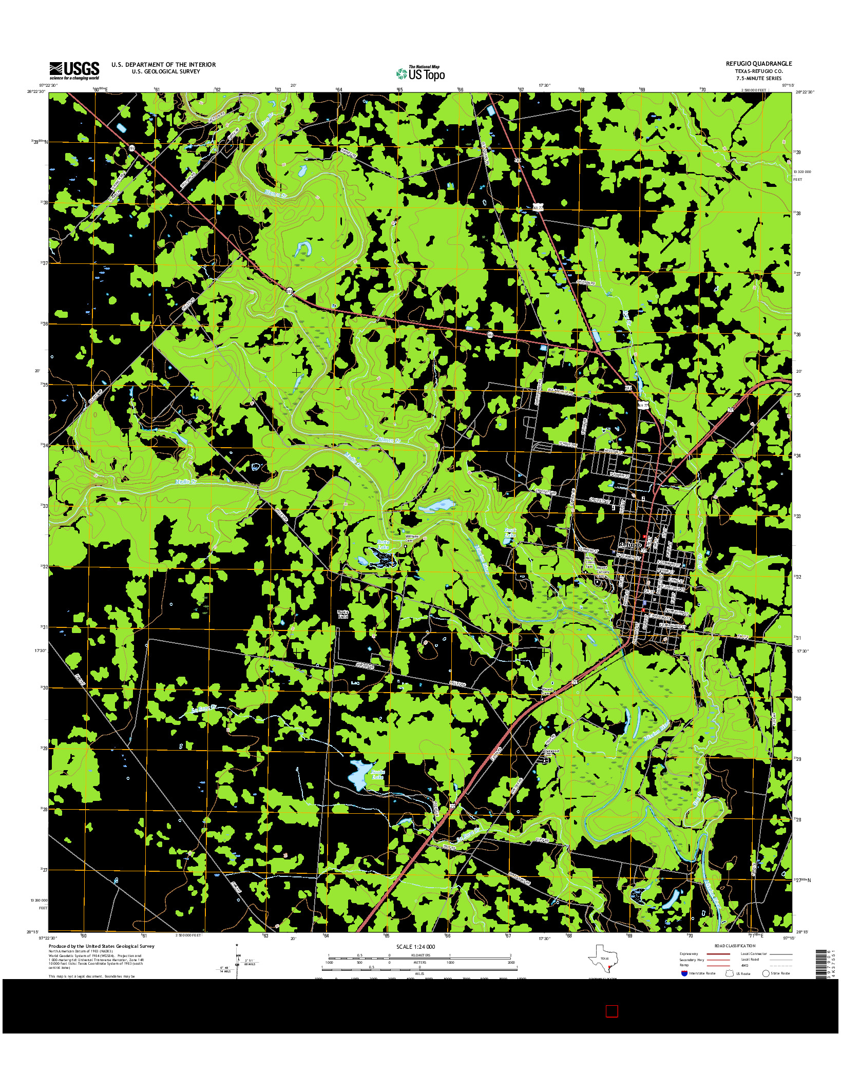 USGS US TOPO 7.5-MINUTE MAP FOR REFUGIO, TX 2016