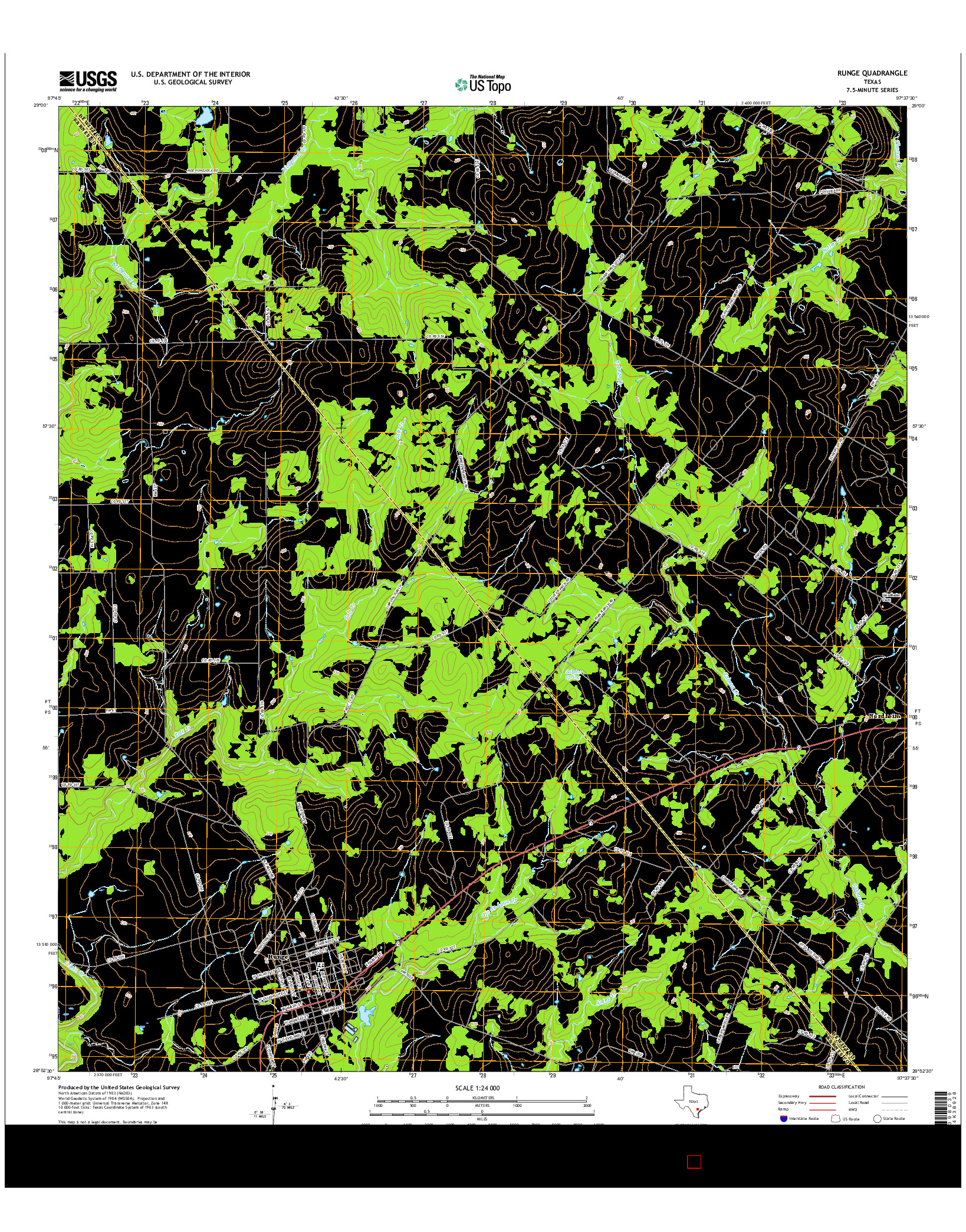 USGS US TOPO 7.5-MINUTE MAP FOR RUNGE, TX 2016