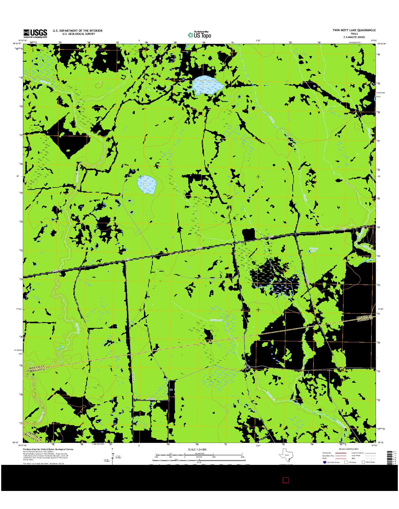 USGS US TOPO 7.5-MINUTE MAP FOR TWIN MOTT LAKE, TX 2016