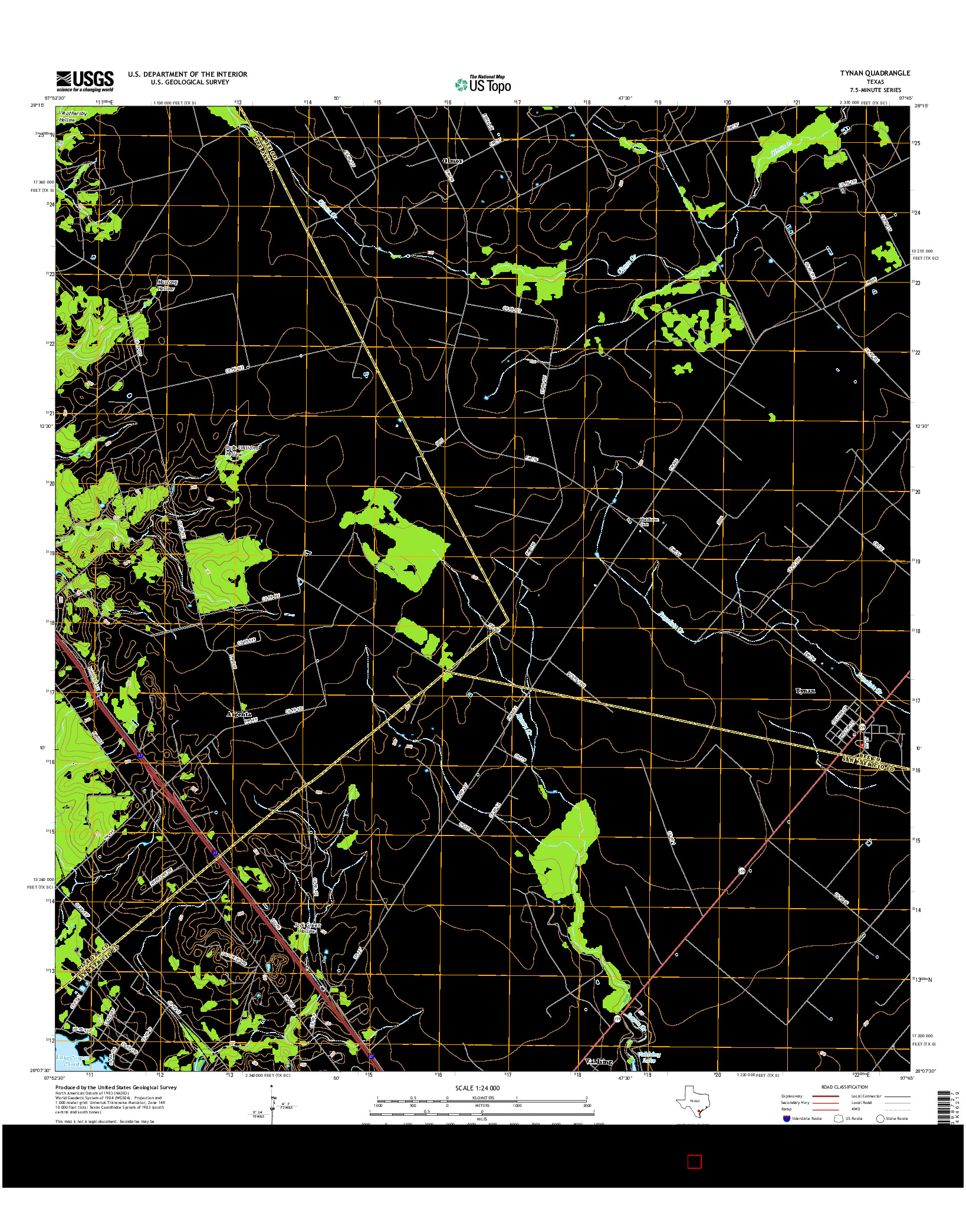 USGS US TOPO 7.5-MINUTE MAP FOR TYNAN, TX 2016