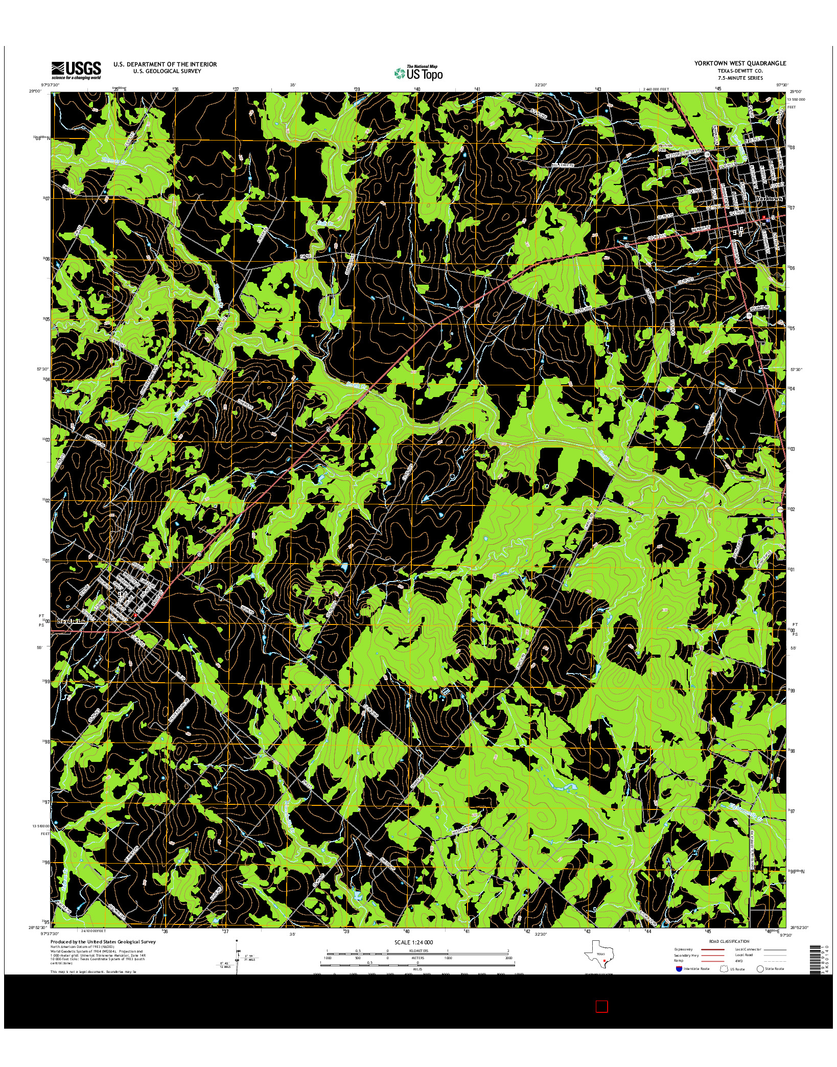 USGS US TOPO 7.5-MINUTE MAP FOR YORKTOWN WEST, TX 2016