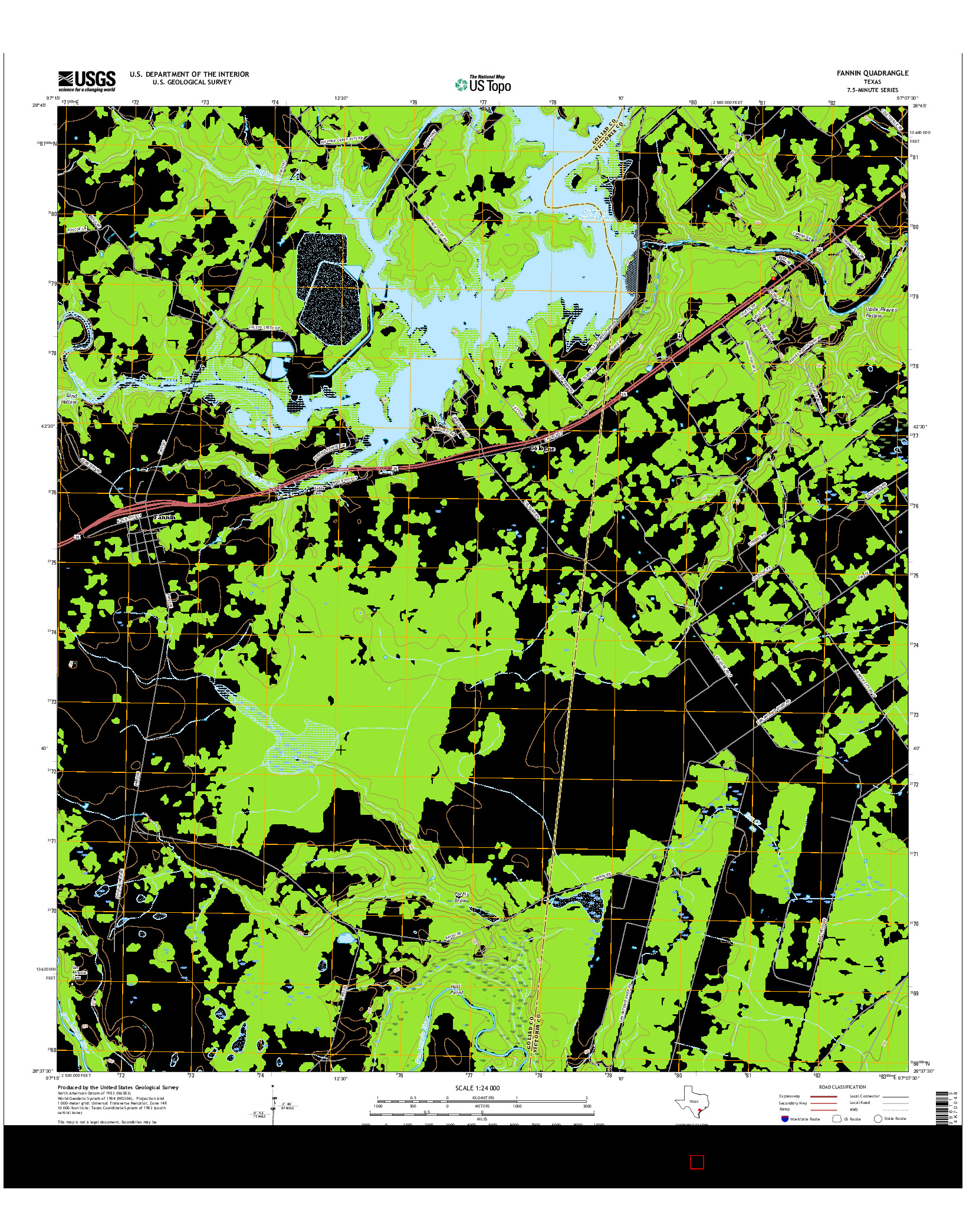 USGS US TOPO 7.5-MINUTE MAP FOR FANNIN, TX 2016