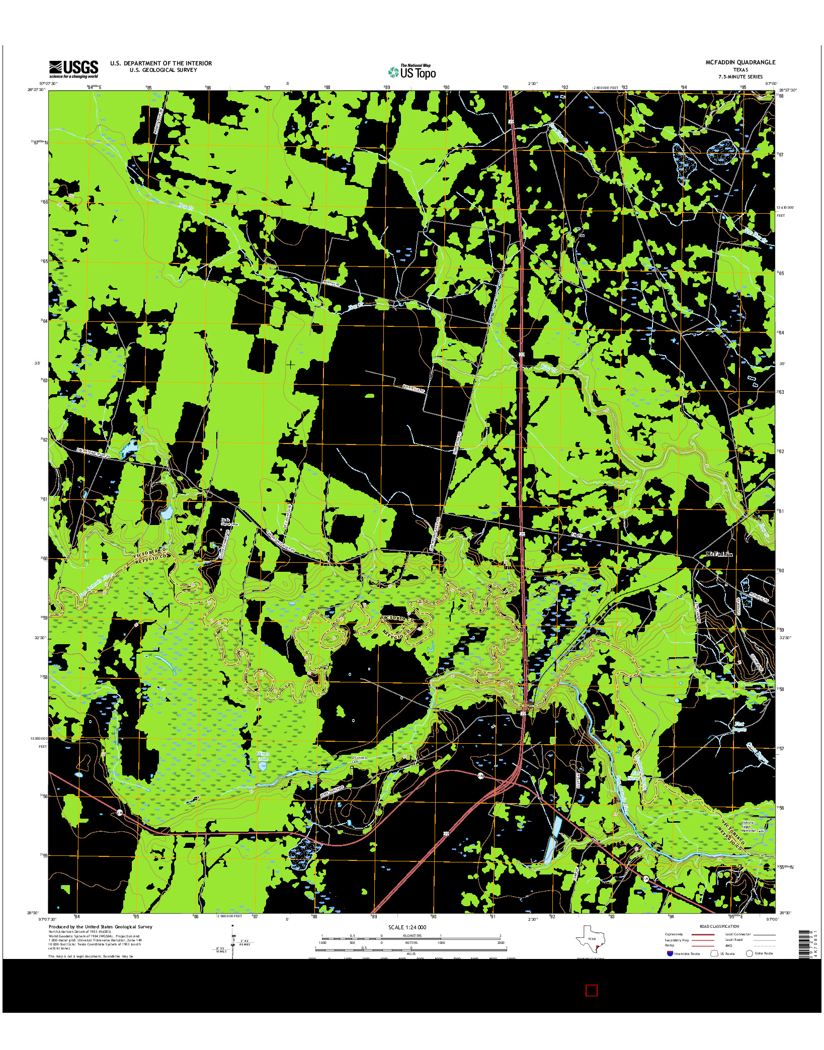 USGS US TOPO 7.5-MINUTE MAP FOR MCFADDIN, TX 2016